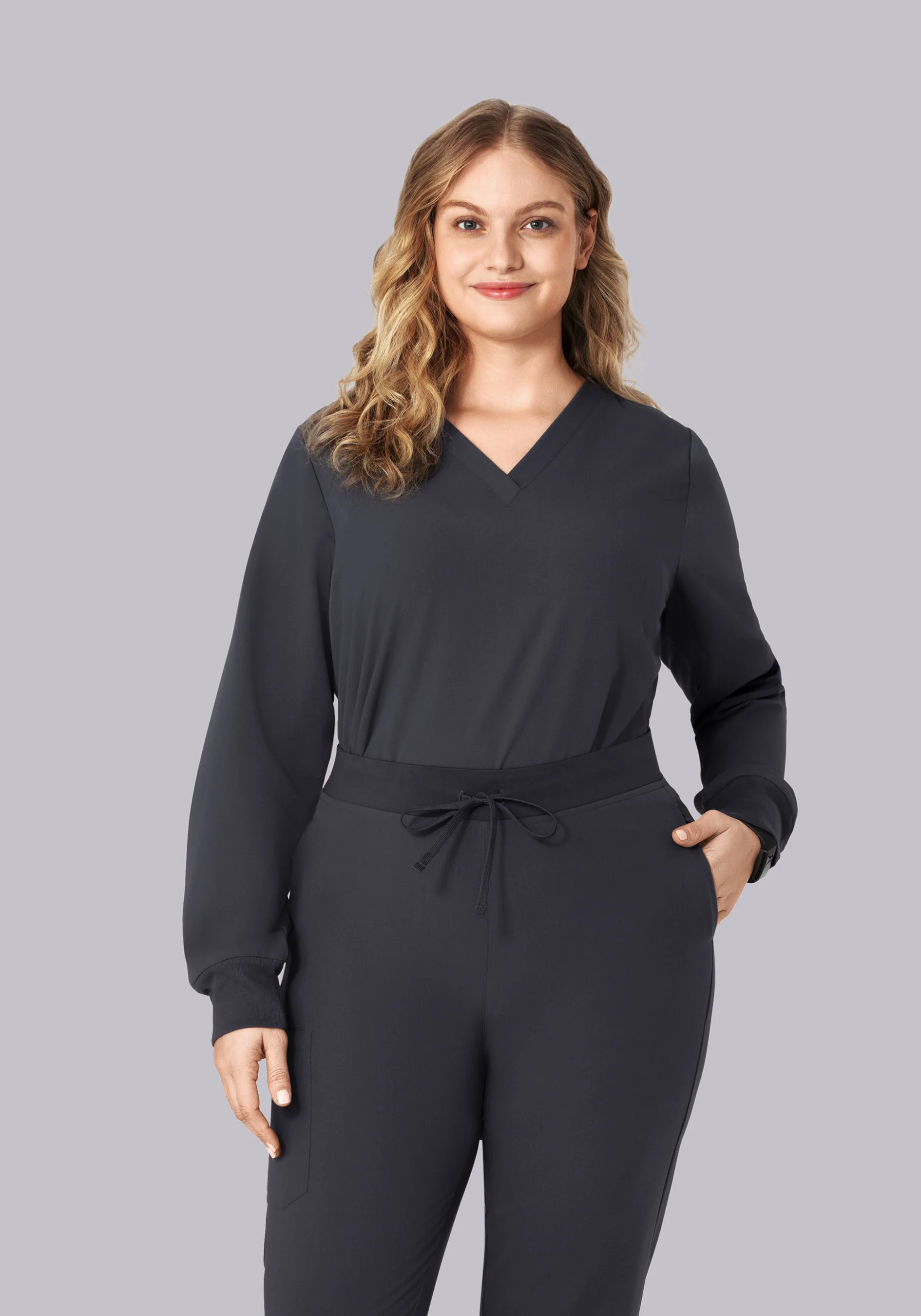 Long Sleeve 6 Pocket Top Pewter - Image 6