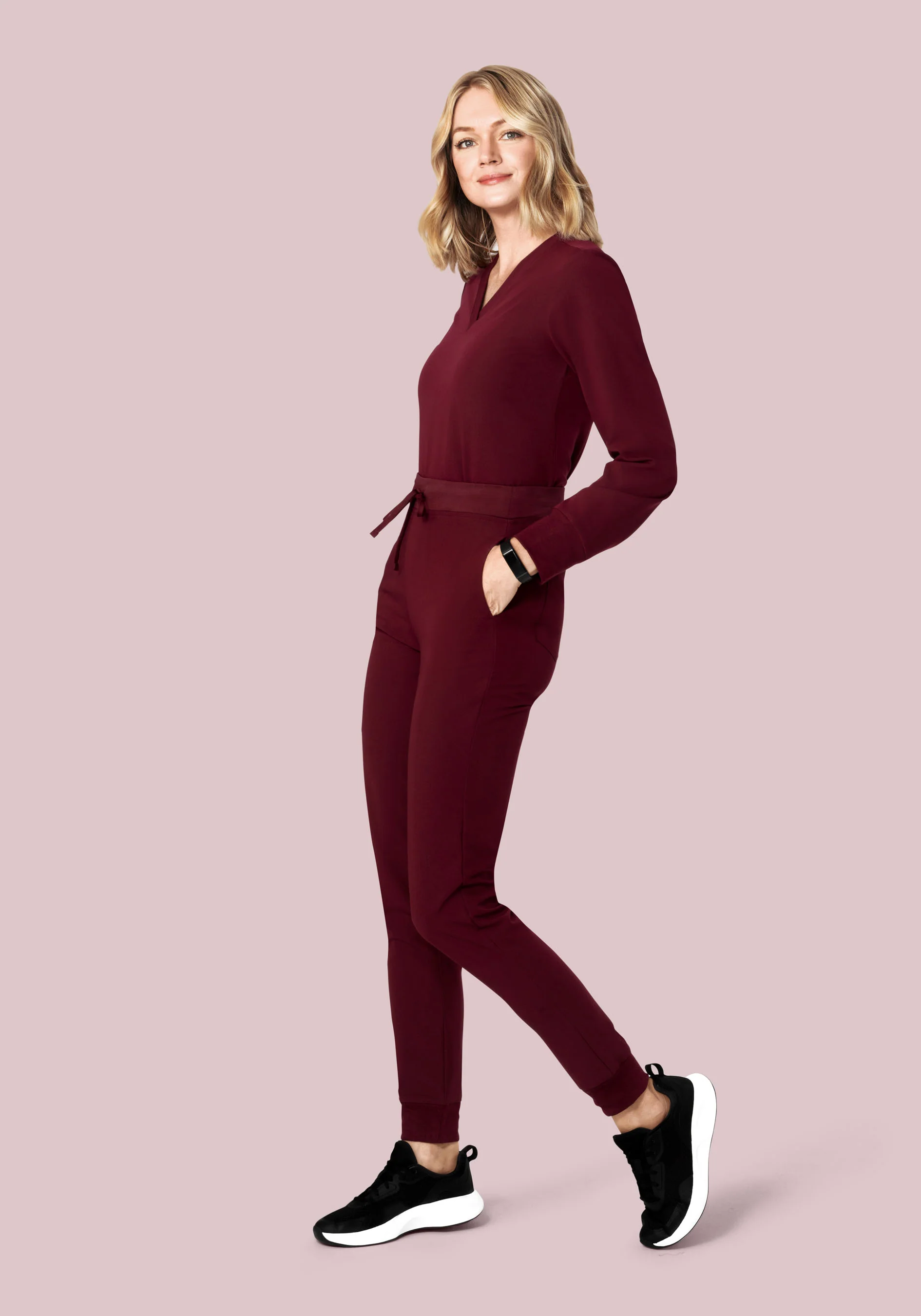 Long Sleeve 6 Pocket Top Wine - Image 3