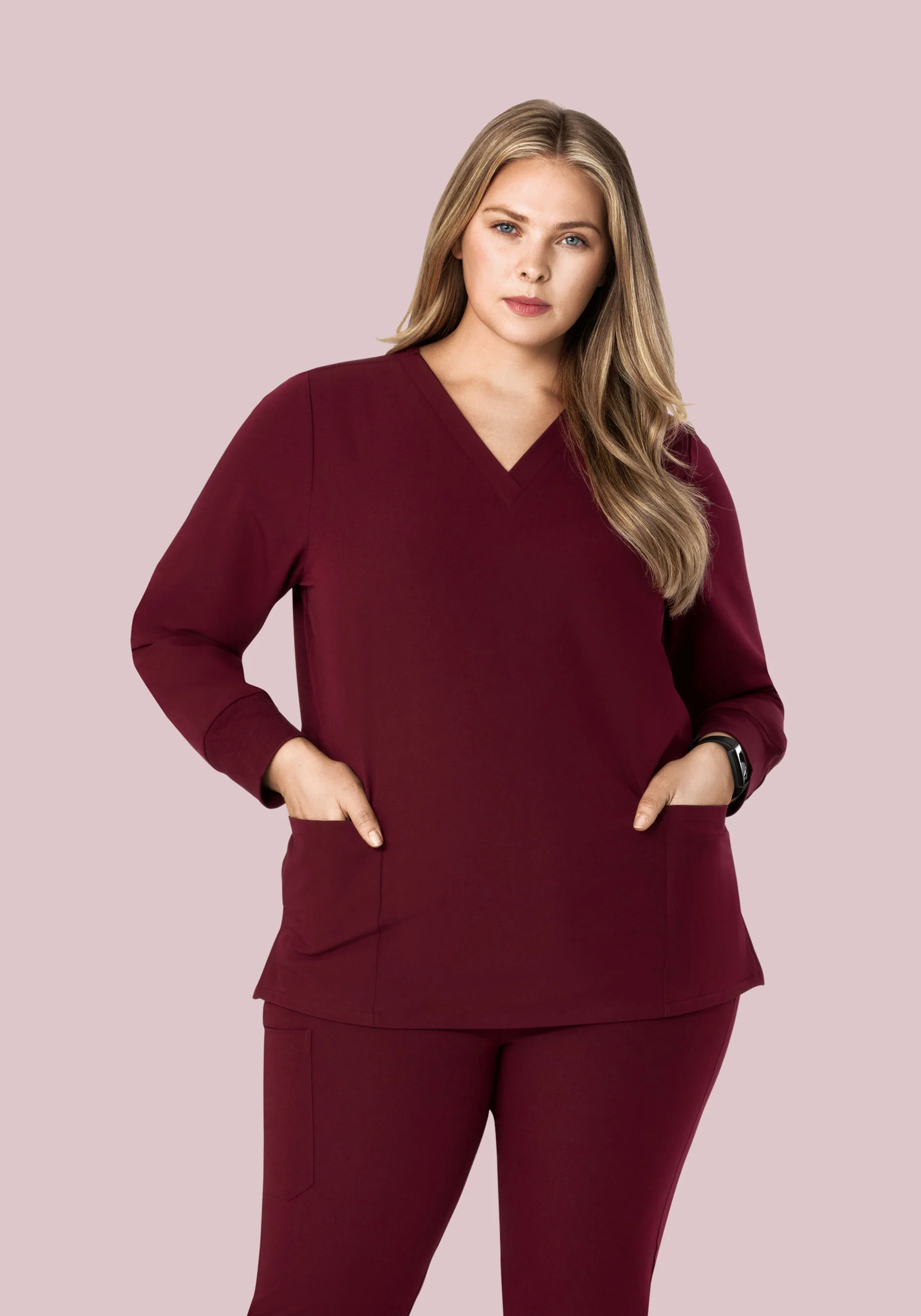 Long Sleeve 6 Pocket Top Wine - Image 7