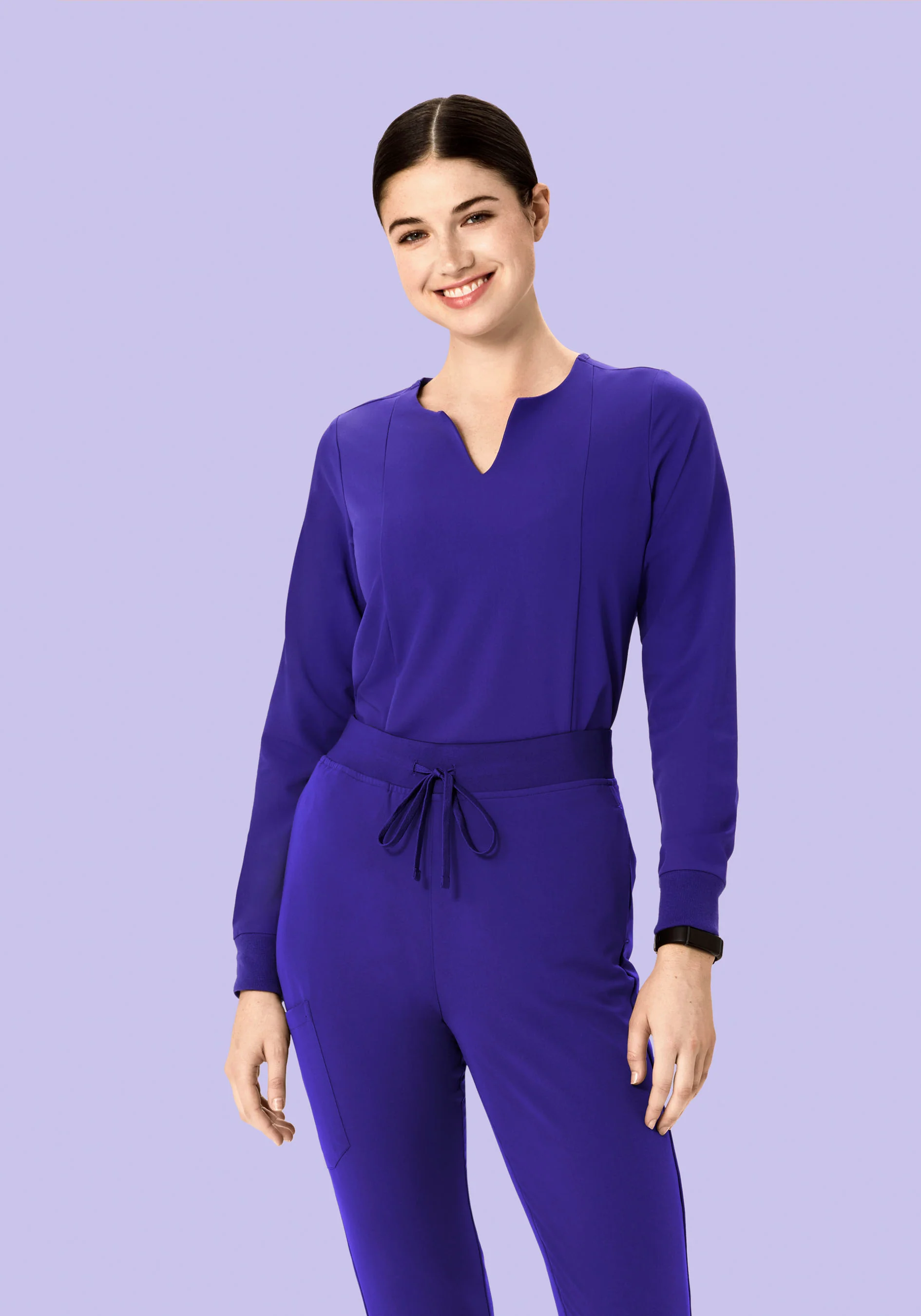 Long Sleeve Notch Neck Top True Grape - Image 2