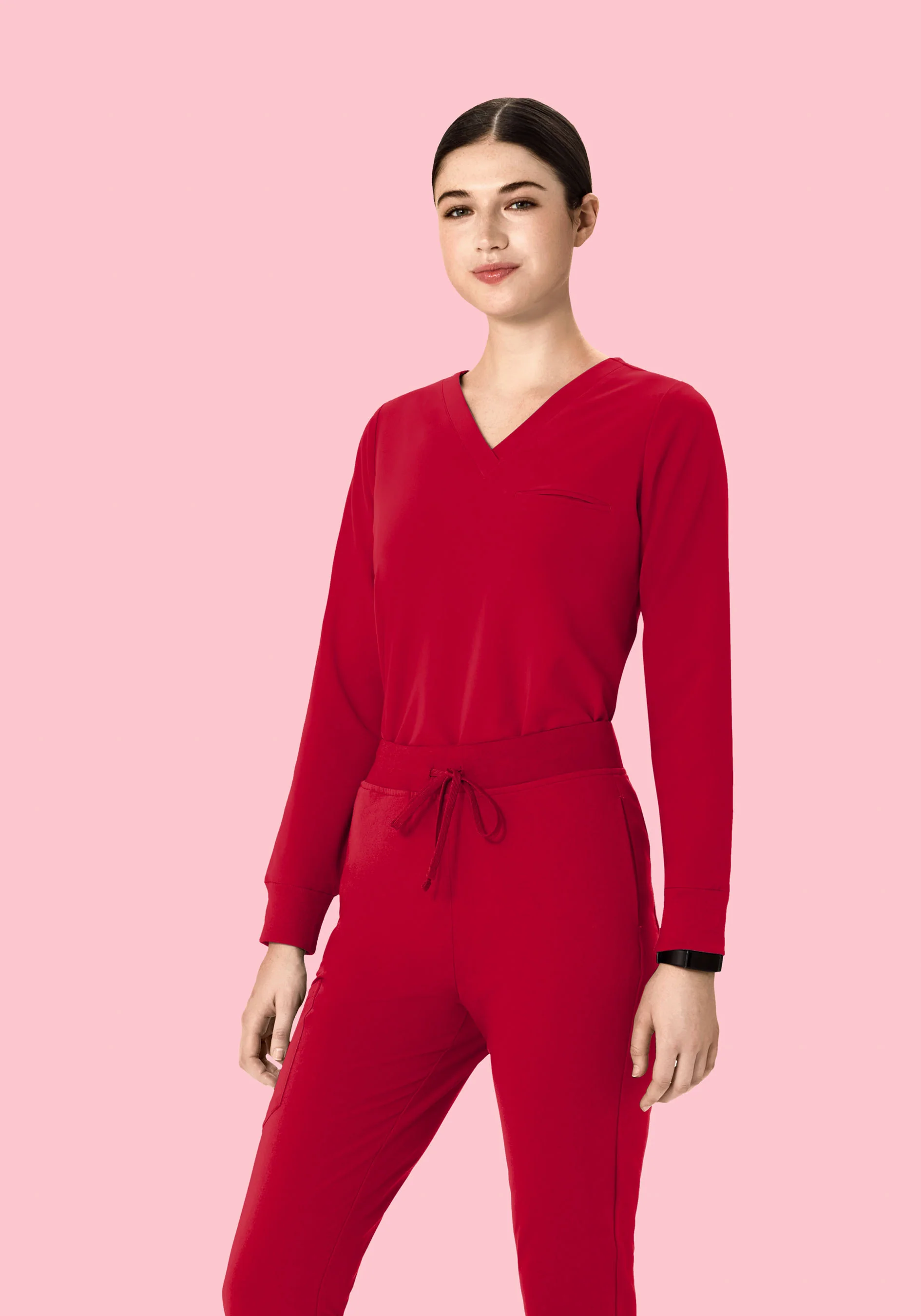 Long Sleeve One Pocket Top Crimson - Image 2