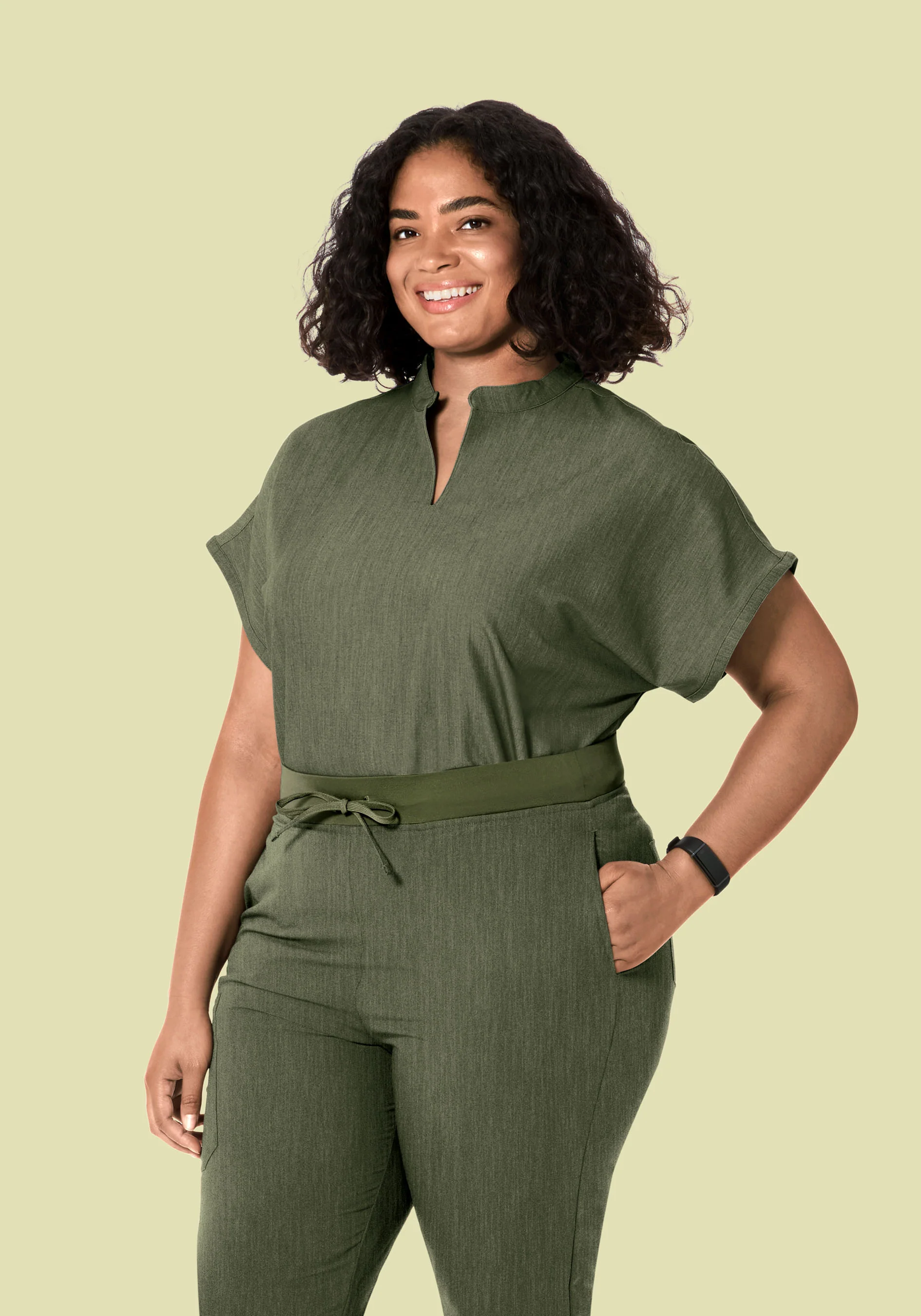 Mandarin Dolman Top Heather Olive - Image 6