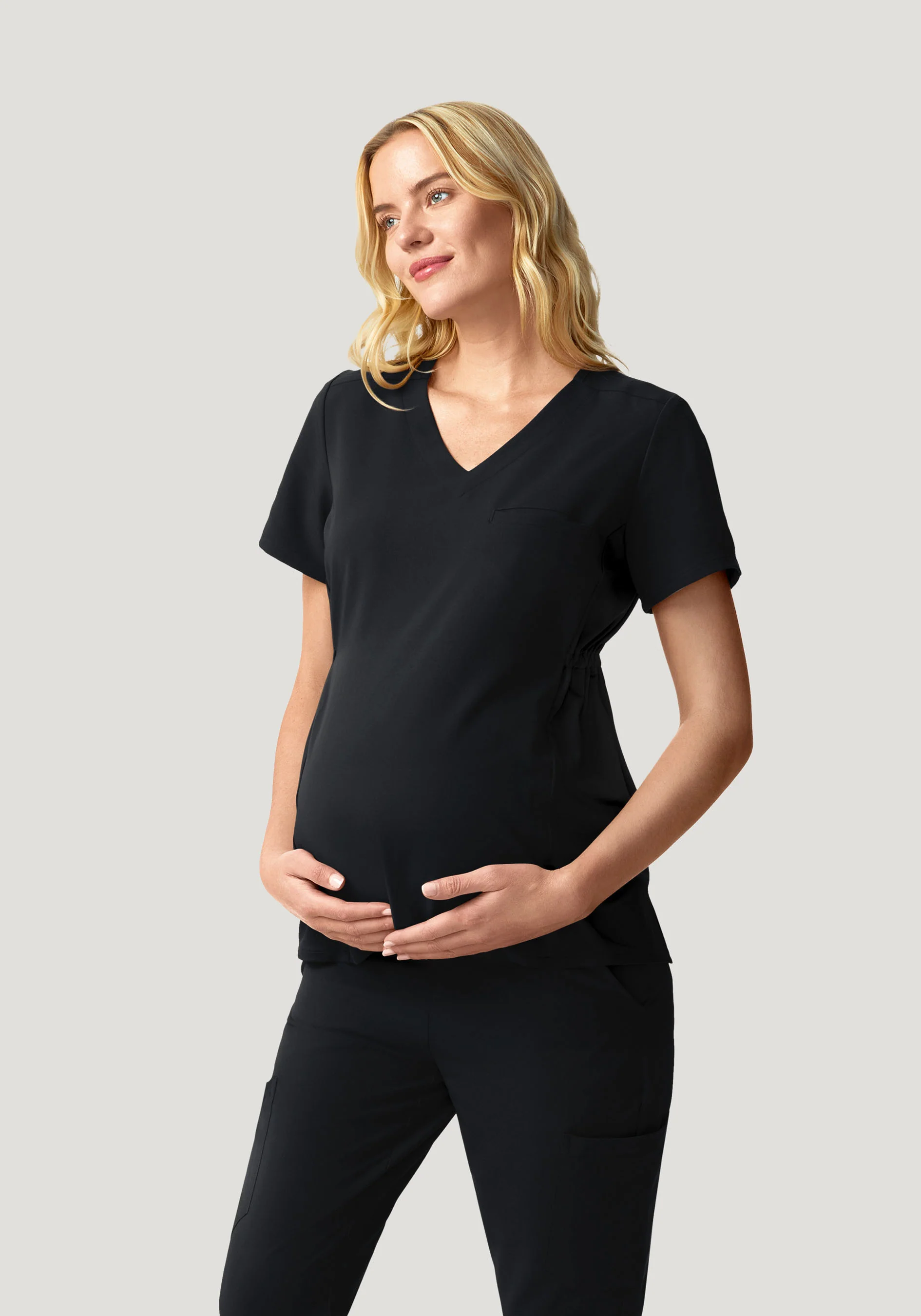 Maternity Side-Stretch V-Neck Top Black