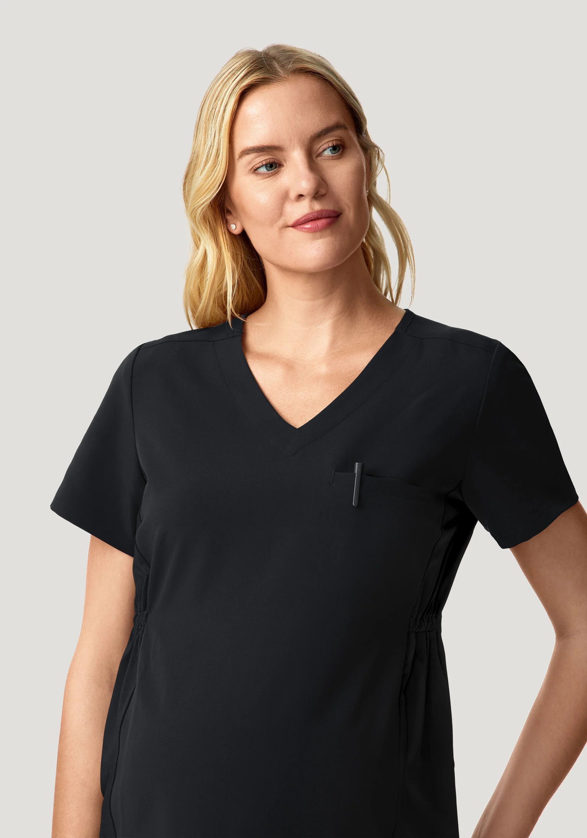 Maternity Side-Stretch V-Neck Top Black - Image 2