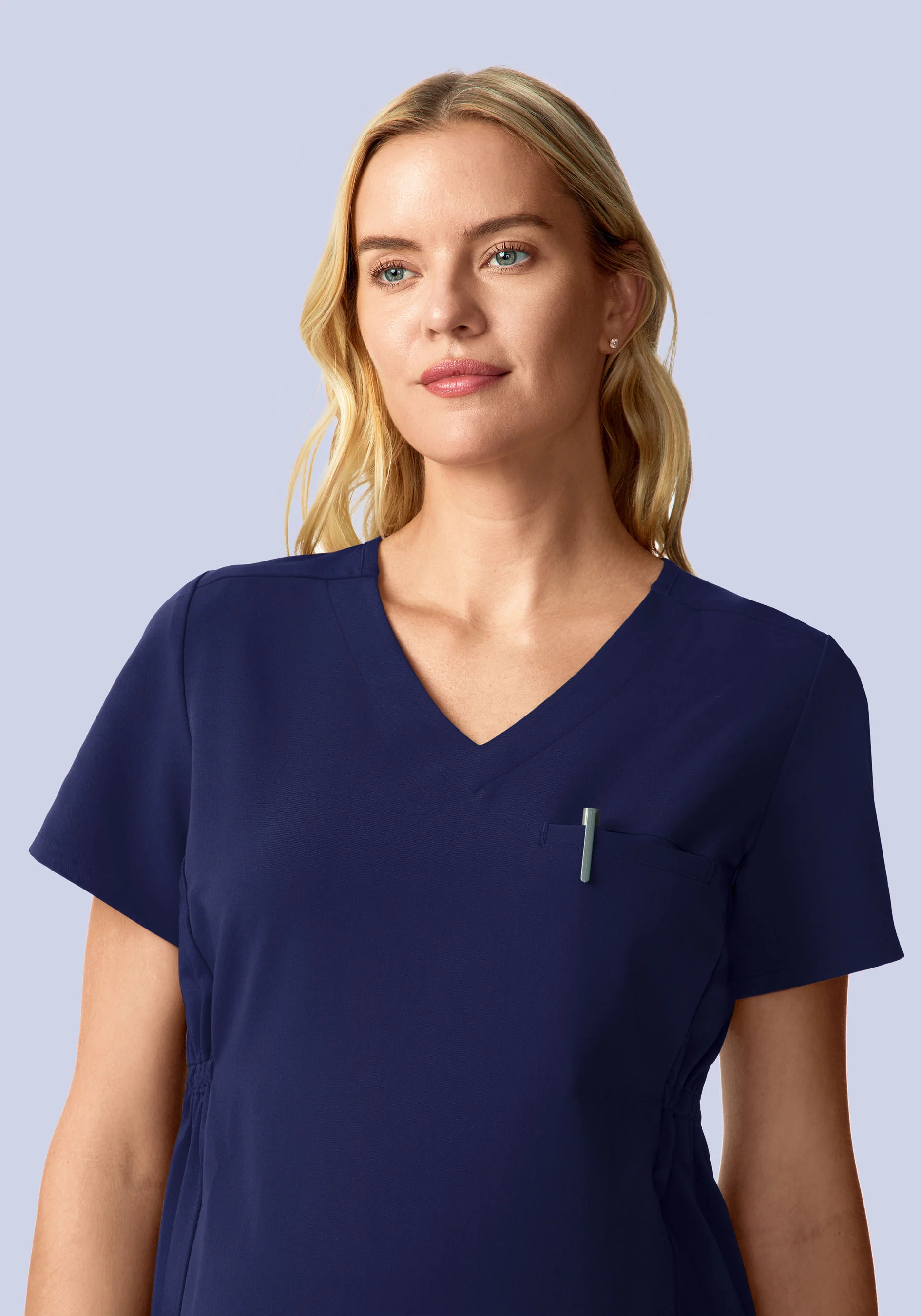 Maternity Side-Stretch V-Neck Top Navy - Image 2