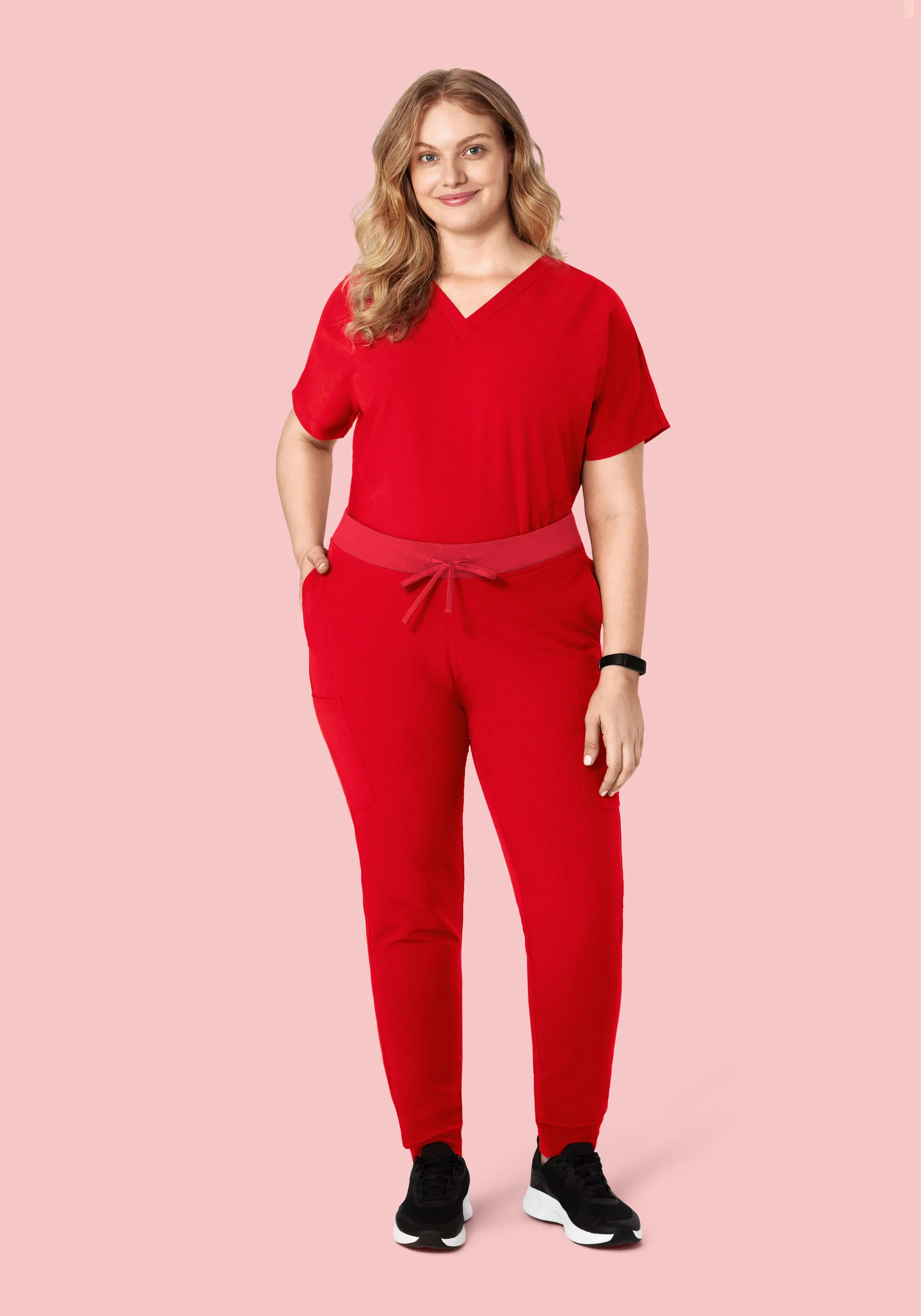 Oversized V Neck Top Candy Red - Image 9