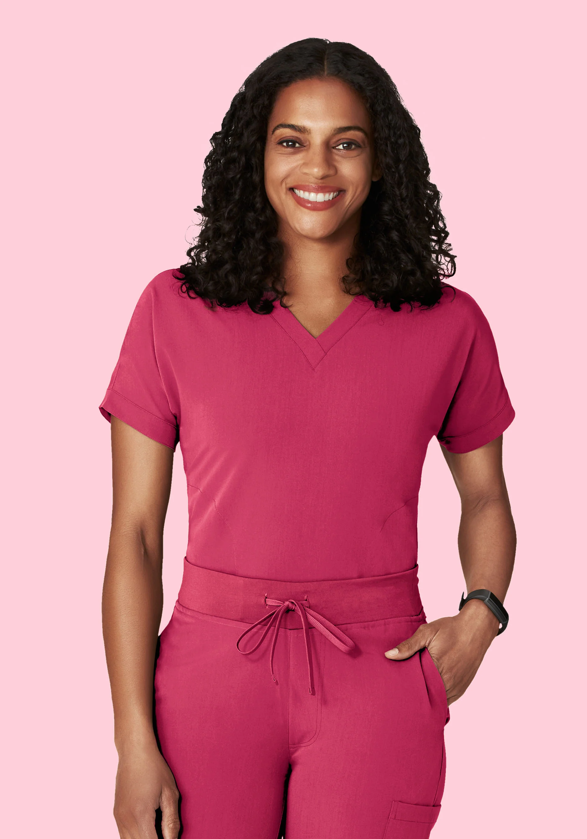Oversized V Neck Top Deep Magenta - Image 4