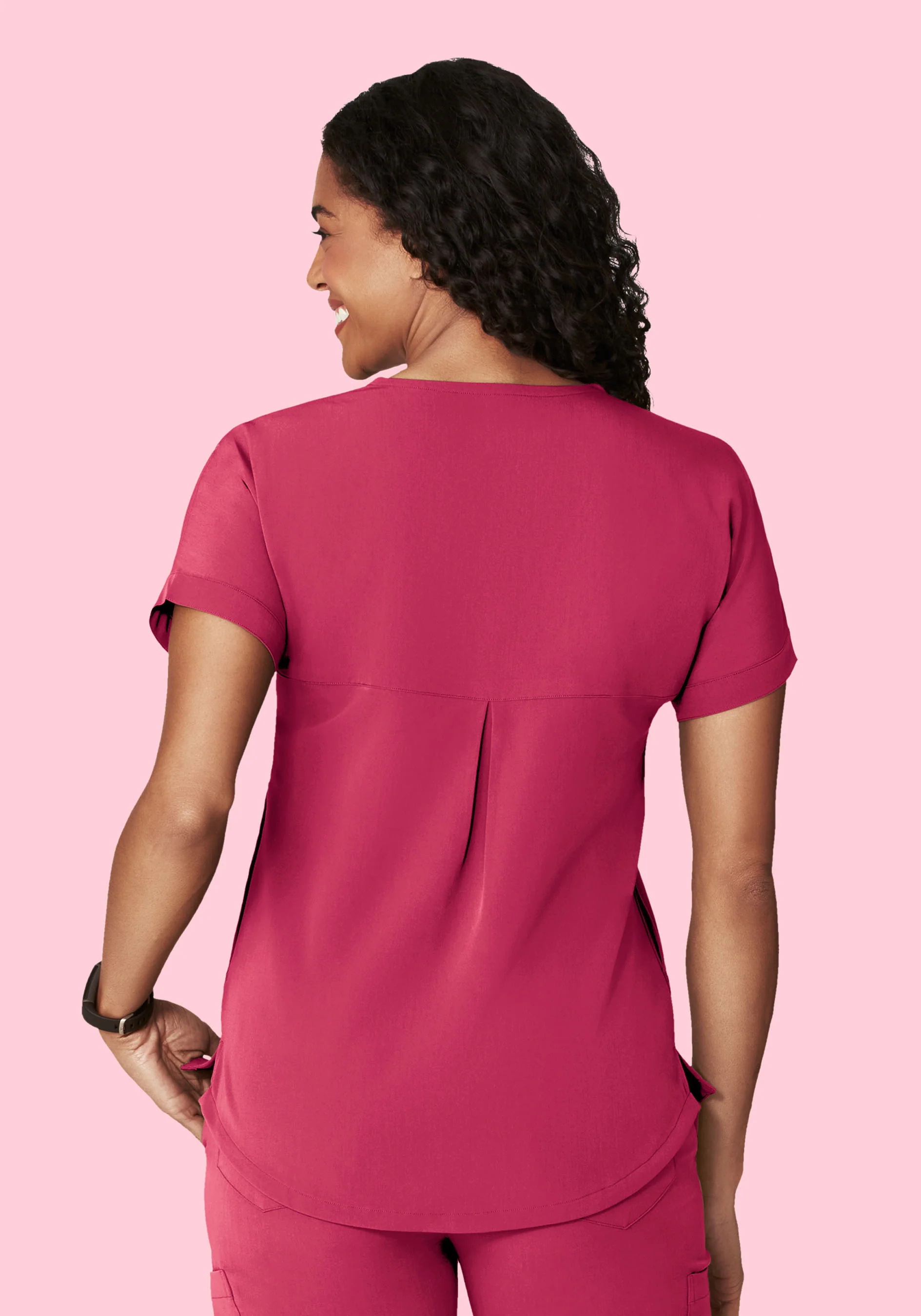 Oversized V Neck Top Deep Magenta - Image 6