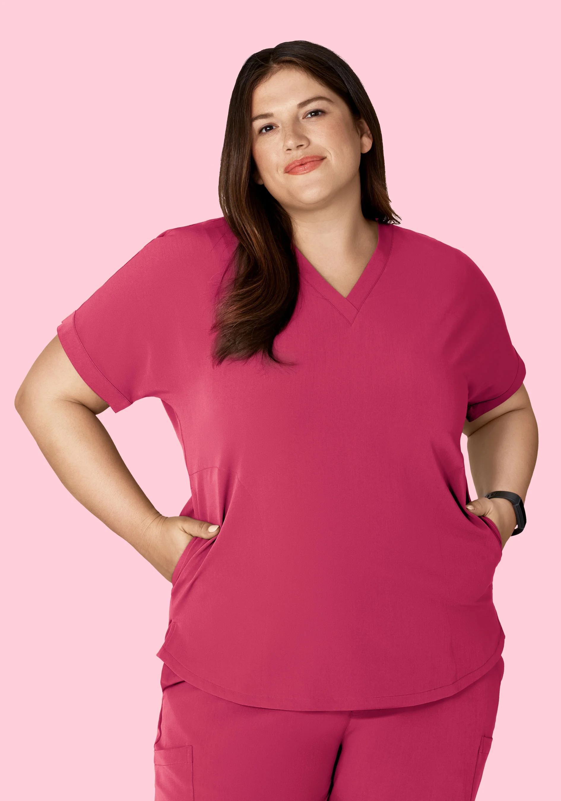 Oversized V Neck Top Deep Magenta - Image 7