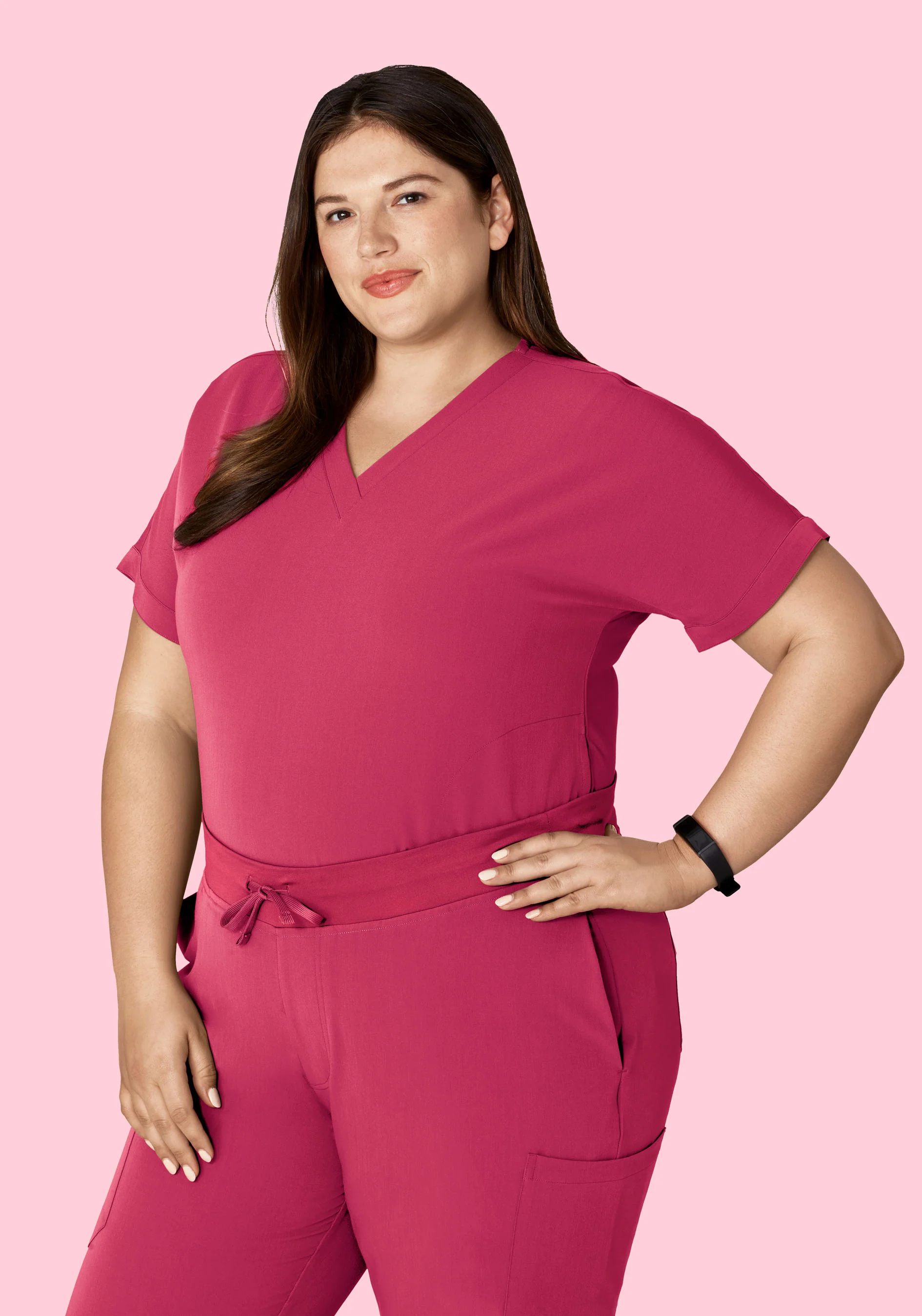 Oversized V Neck Top Deep Magenta - Image 8