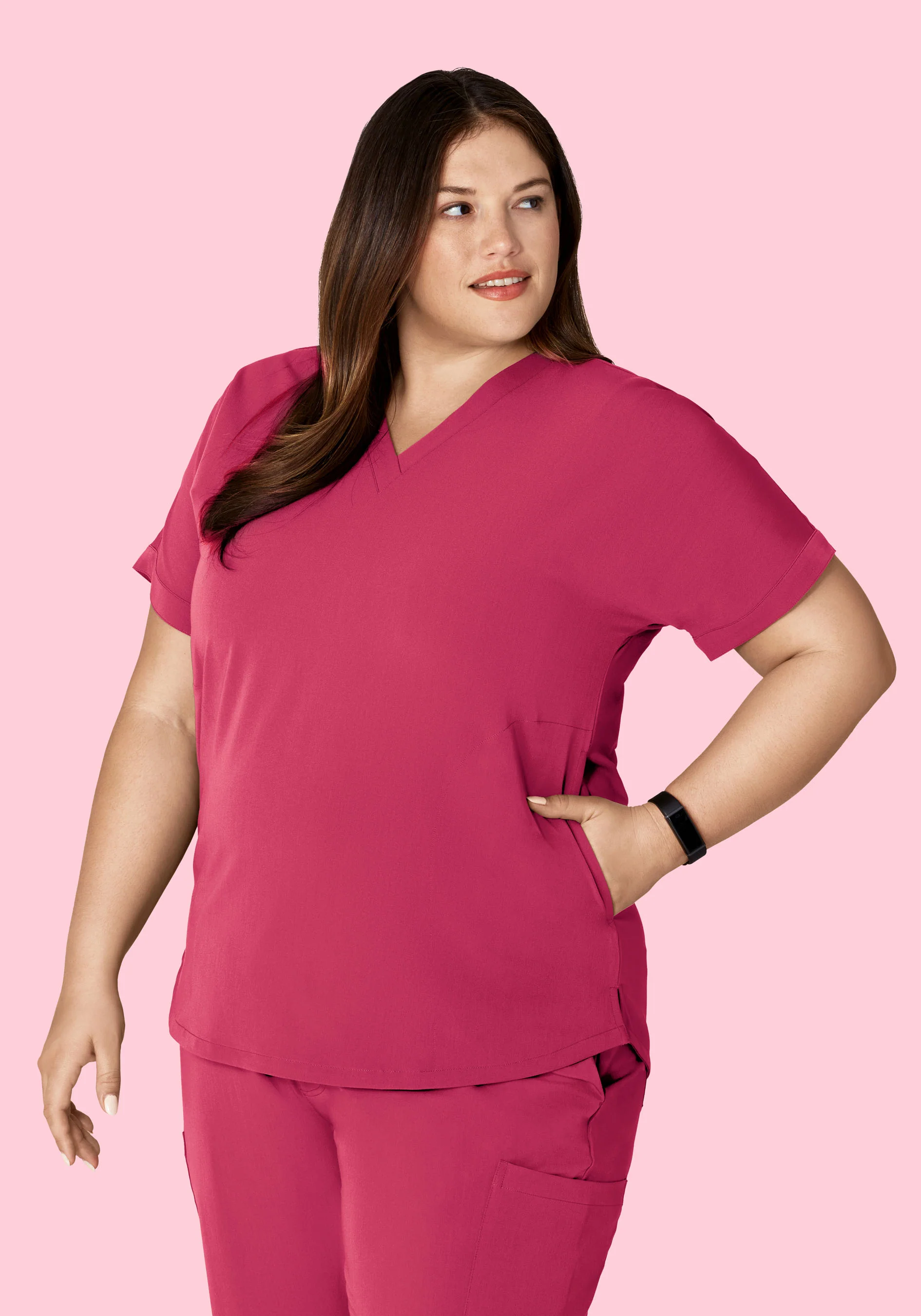 Oversized V Neck Top Deep Magenta - Image 9