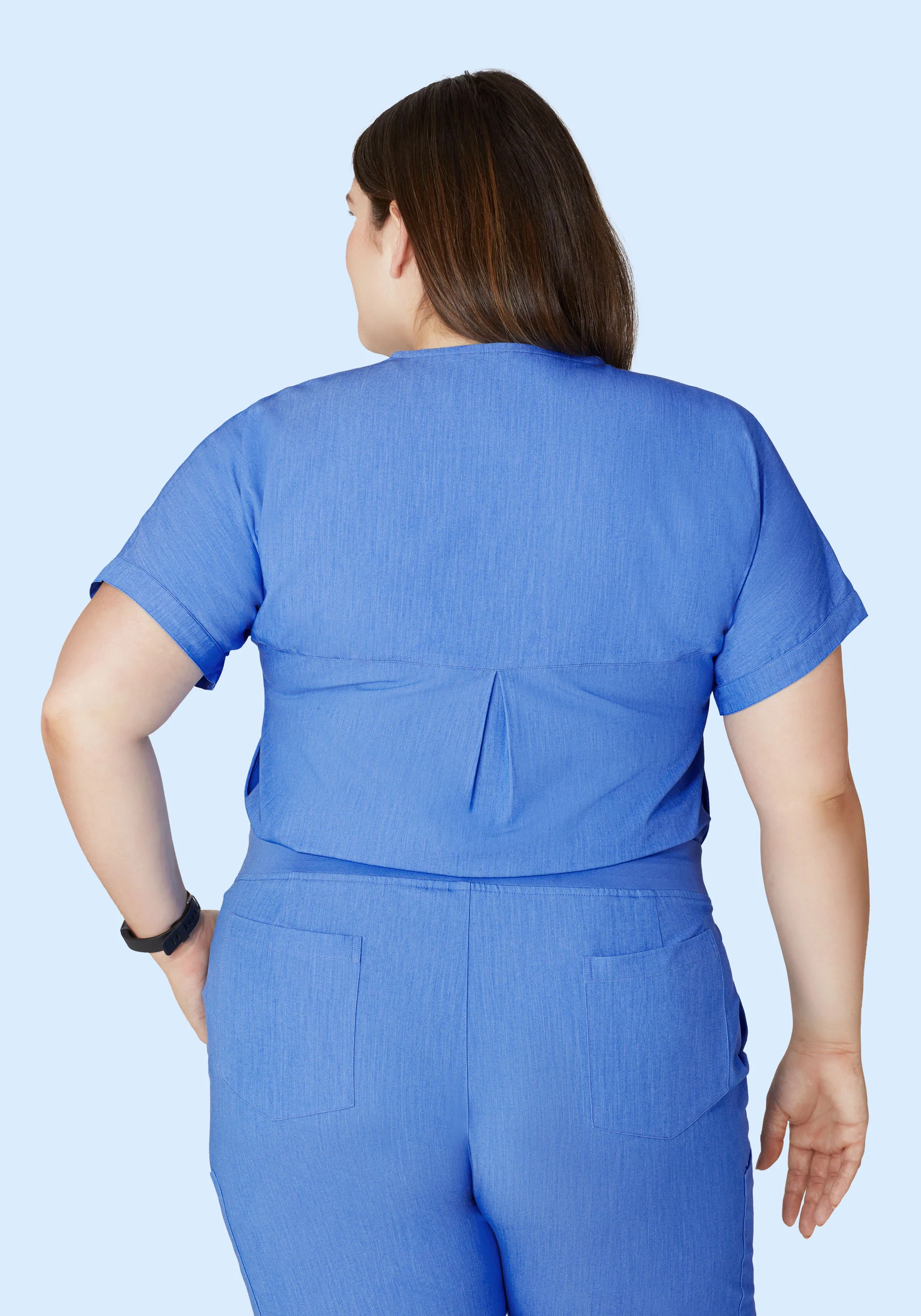 Oversized V Neck Top Heather Blue - Image 10