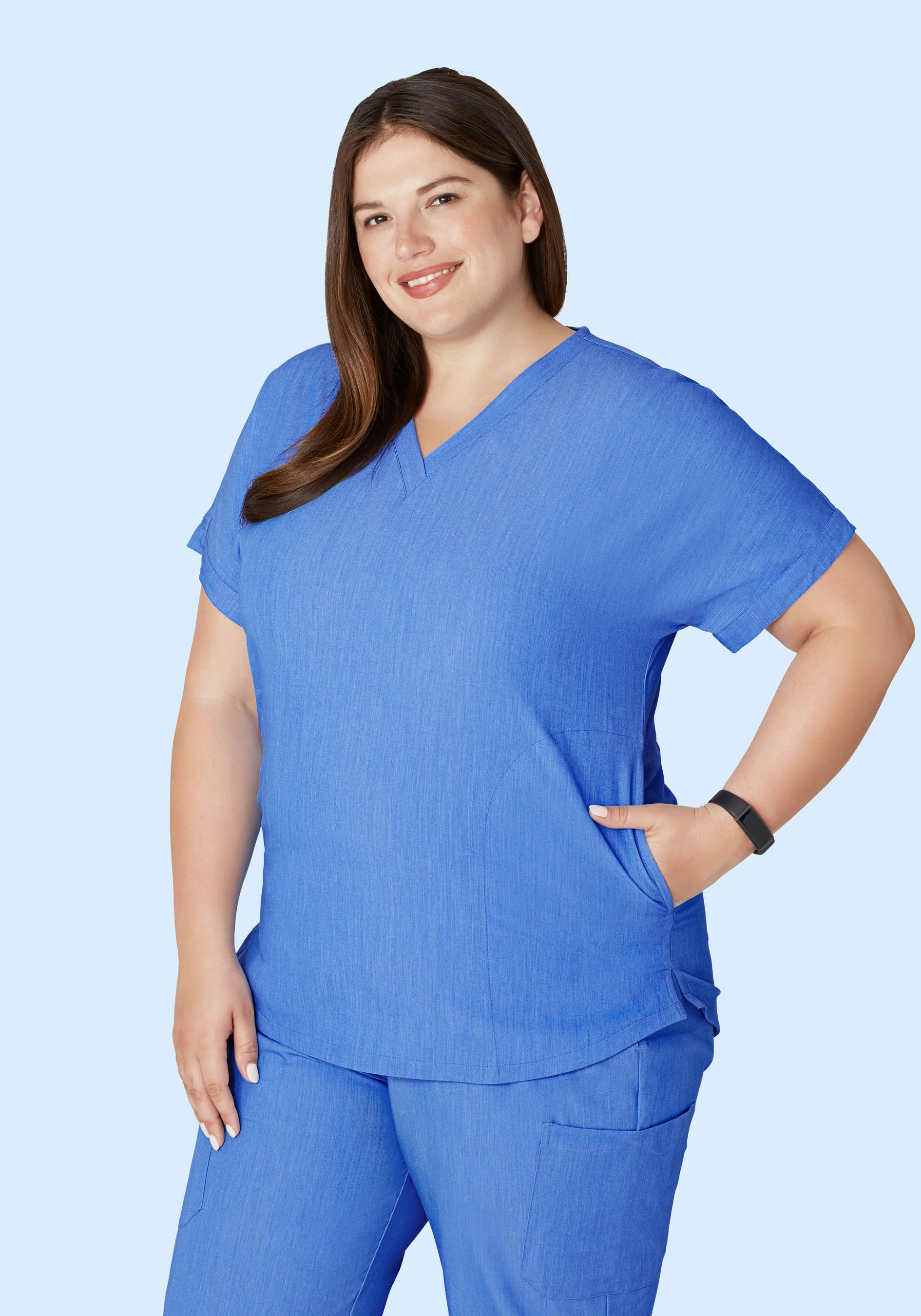 Oversized V Neck Top Heather Blue - Image 6