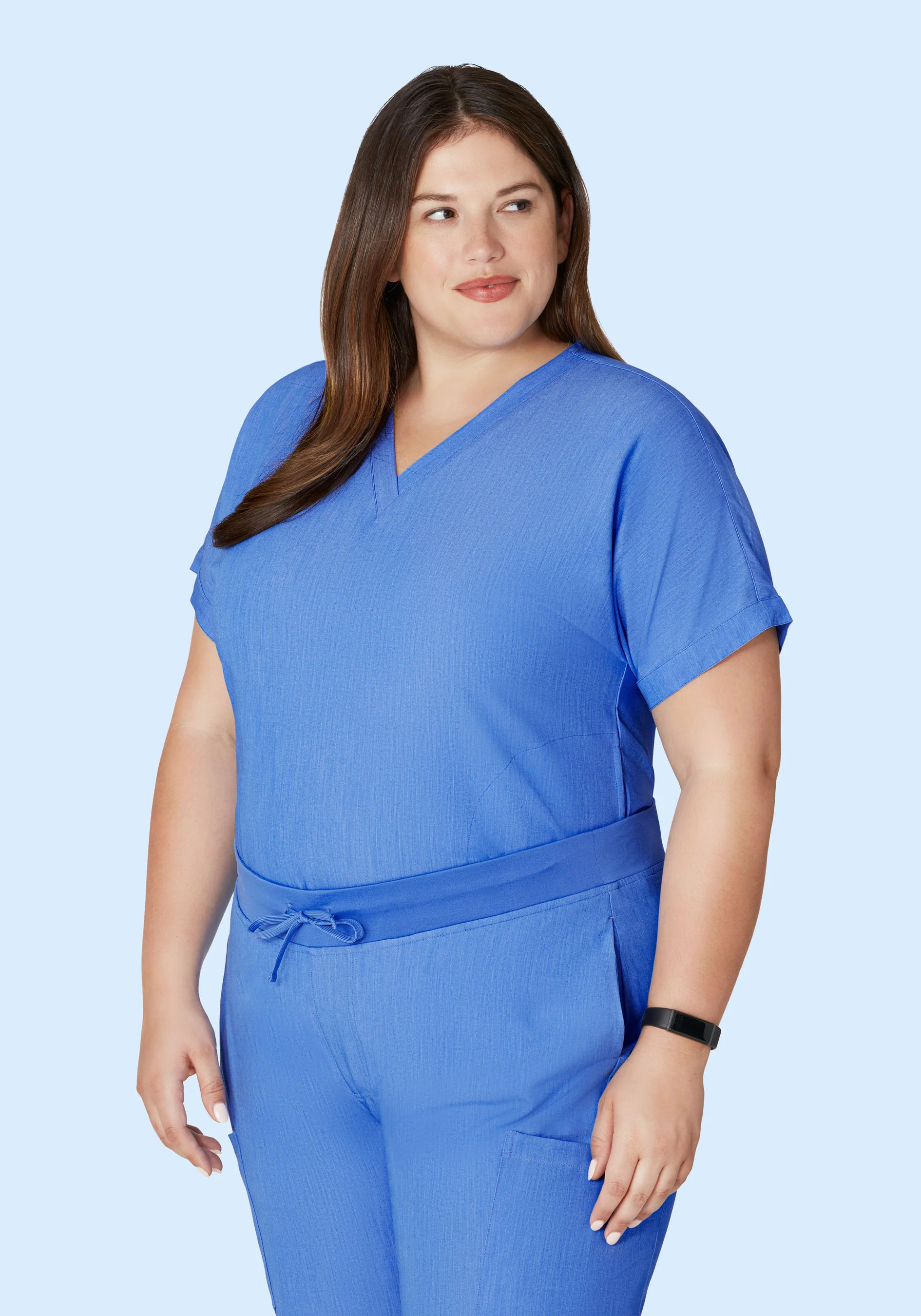 Oversized V Neck Top Heather Blue - Image 7
