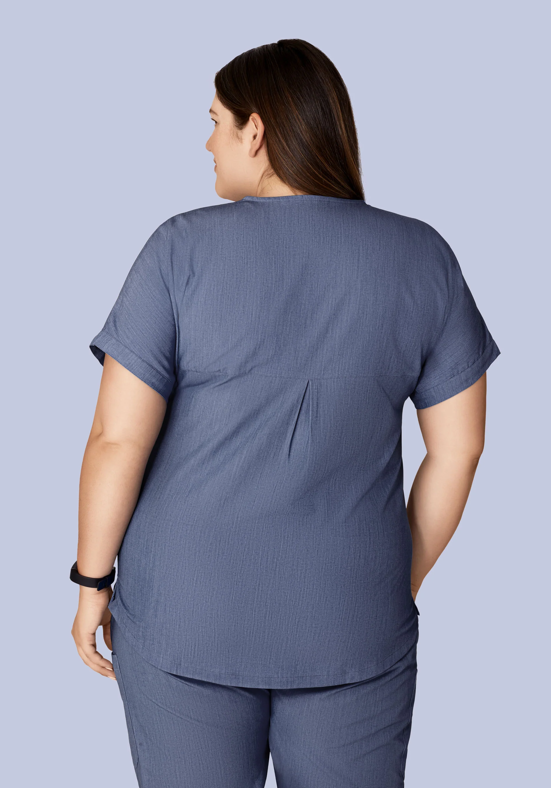 Oversized V Neck Top Heather Denim - Image 10