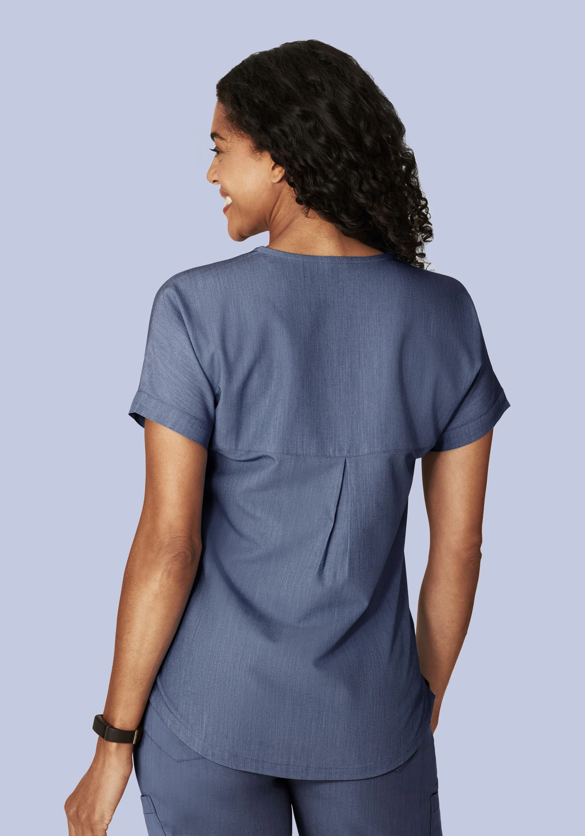 Oversized V Neck Top Heather Denim - Image 4