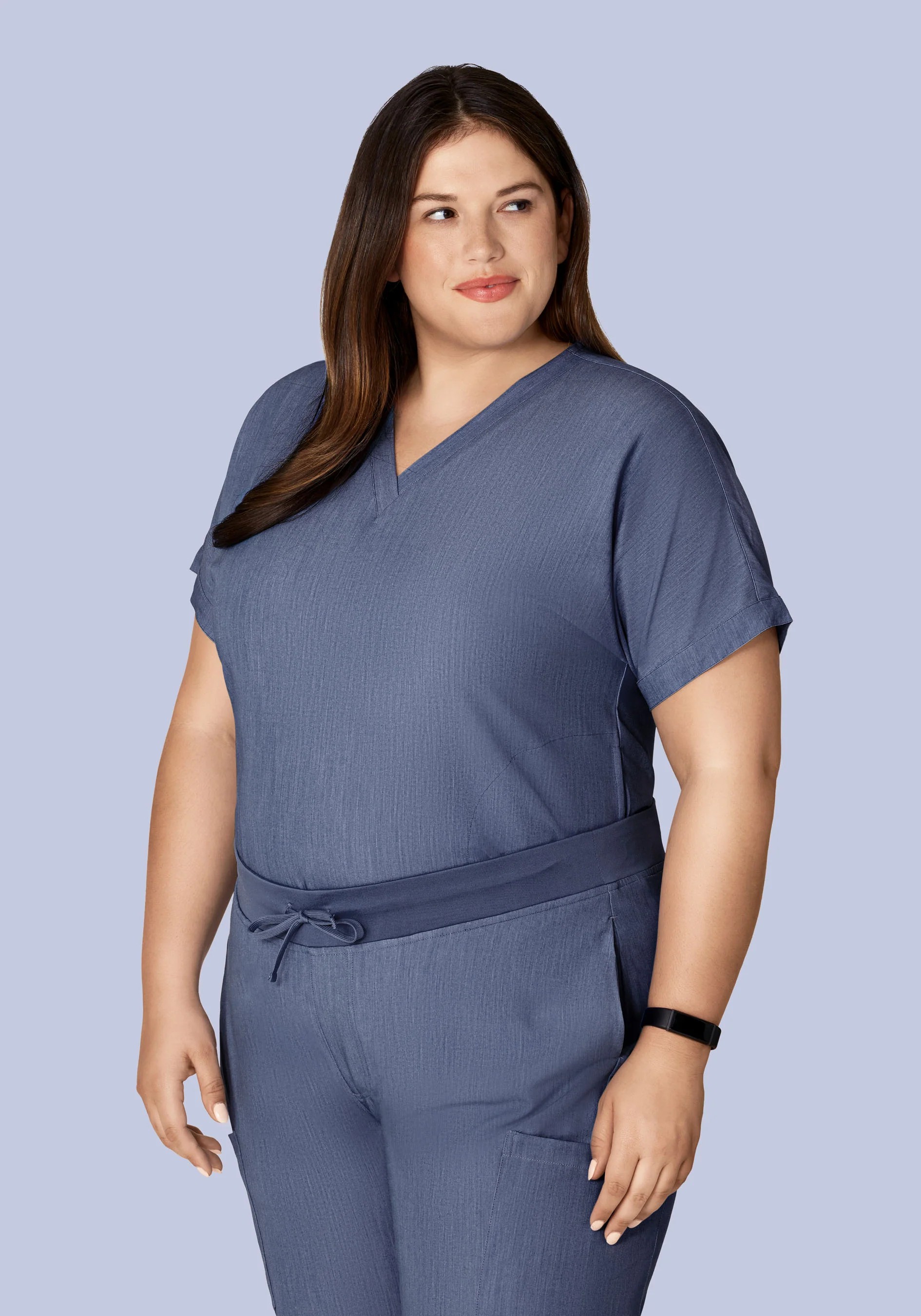 Oversized V Neck Top Heather Denim - Image 7
