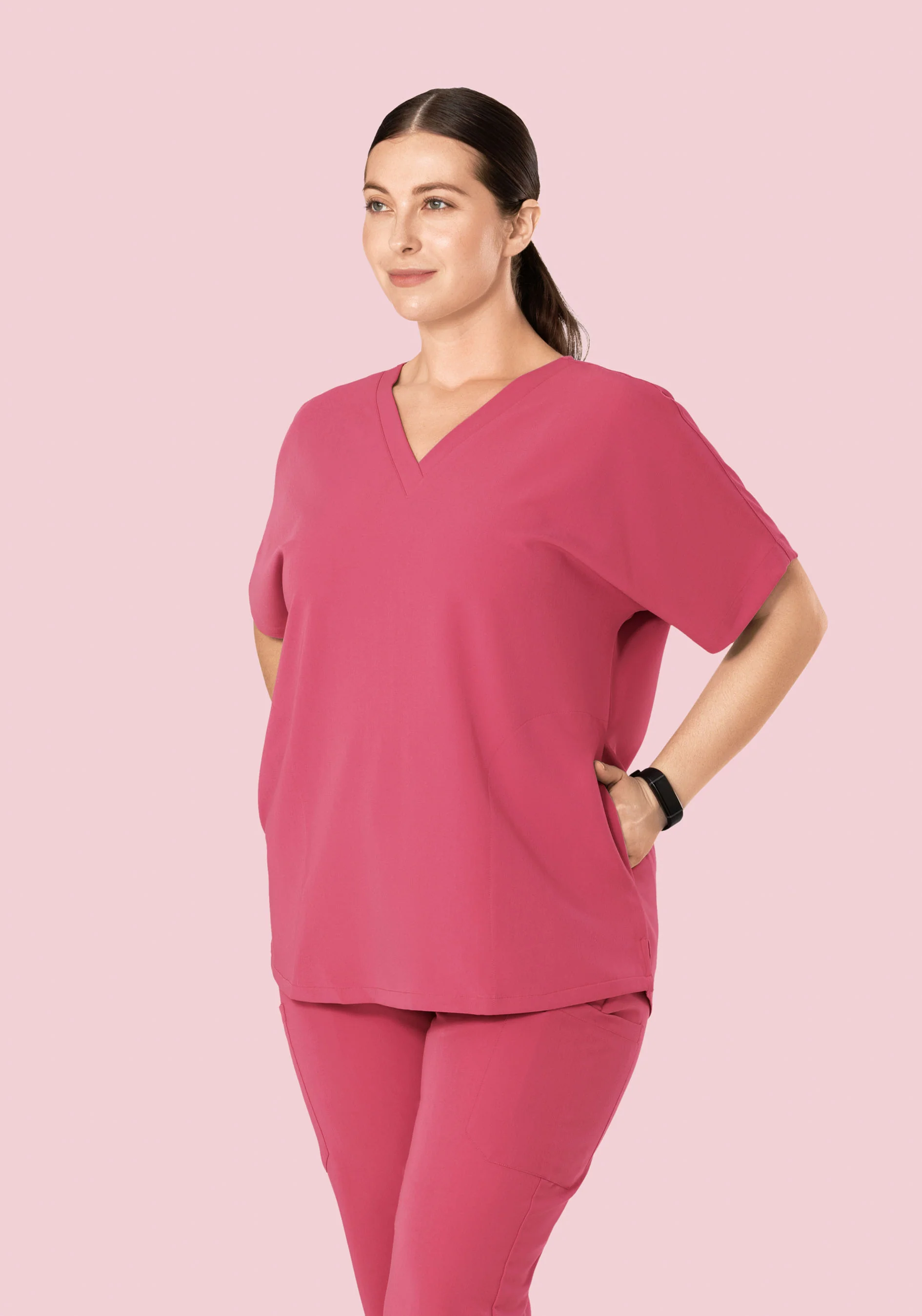 Oversized V Neck Top Jaipur Pink - Image 6