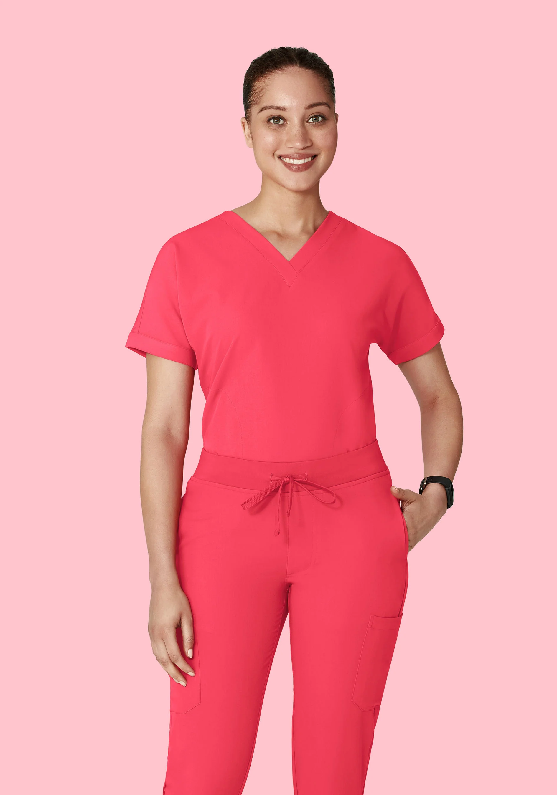 Oversized V Neck Top Paradise Pink - Image 2