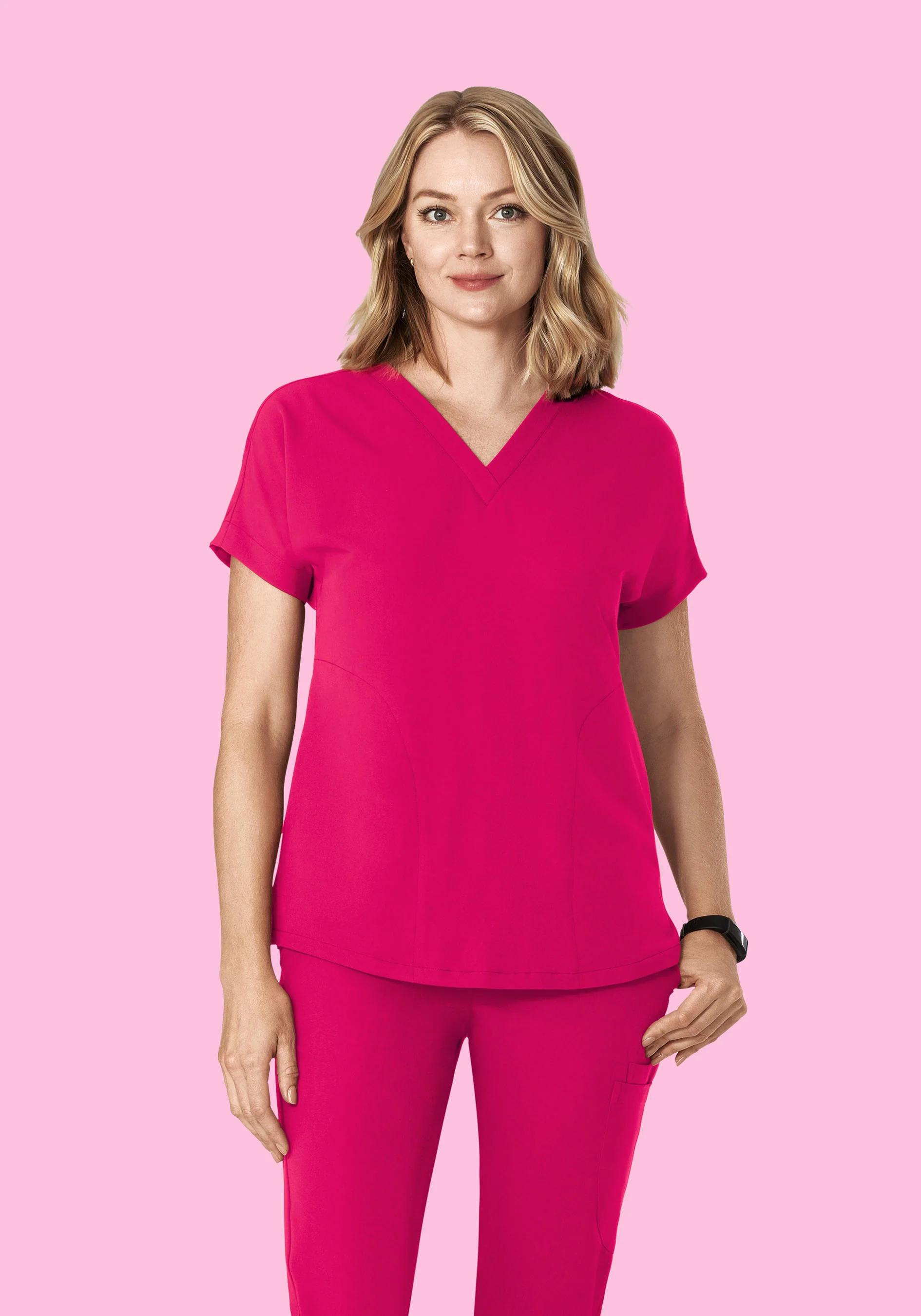 Oversized V Neck Top Raspberry - Image 2