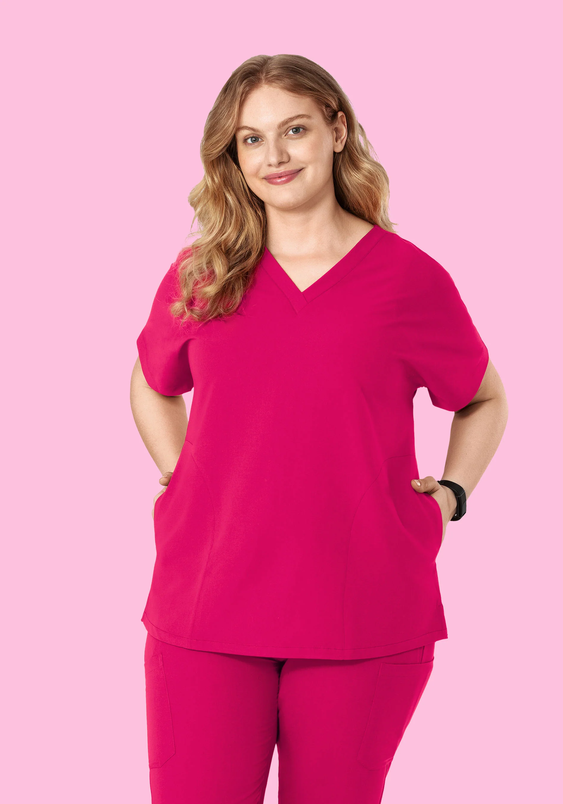 Oversized V Neck Top Raspberry - Image 7