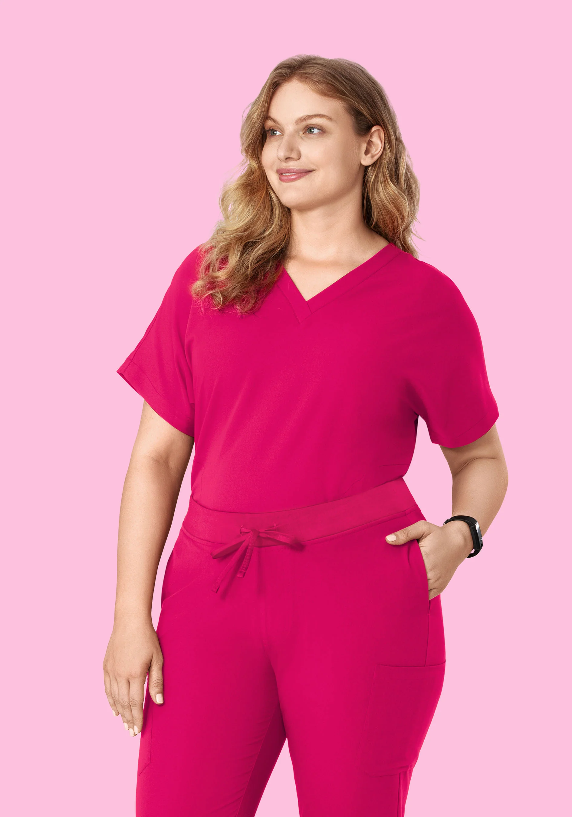 Oversized V Neck Top Raspberry - Image 8