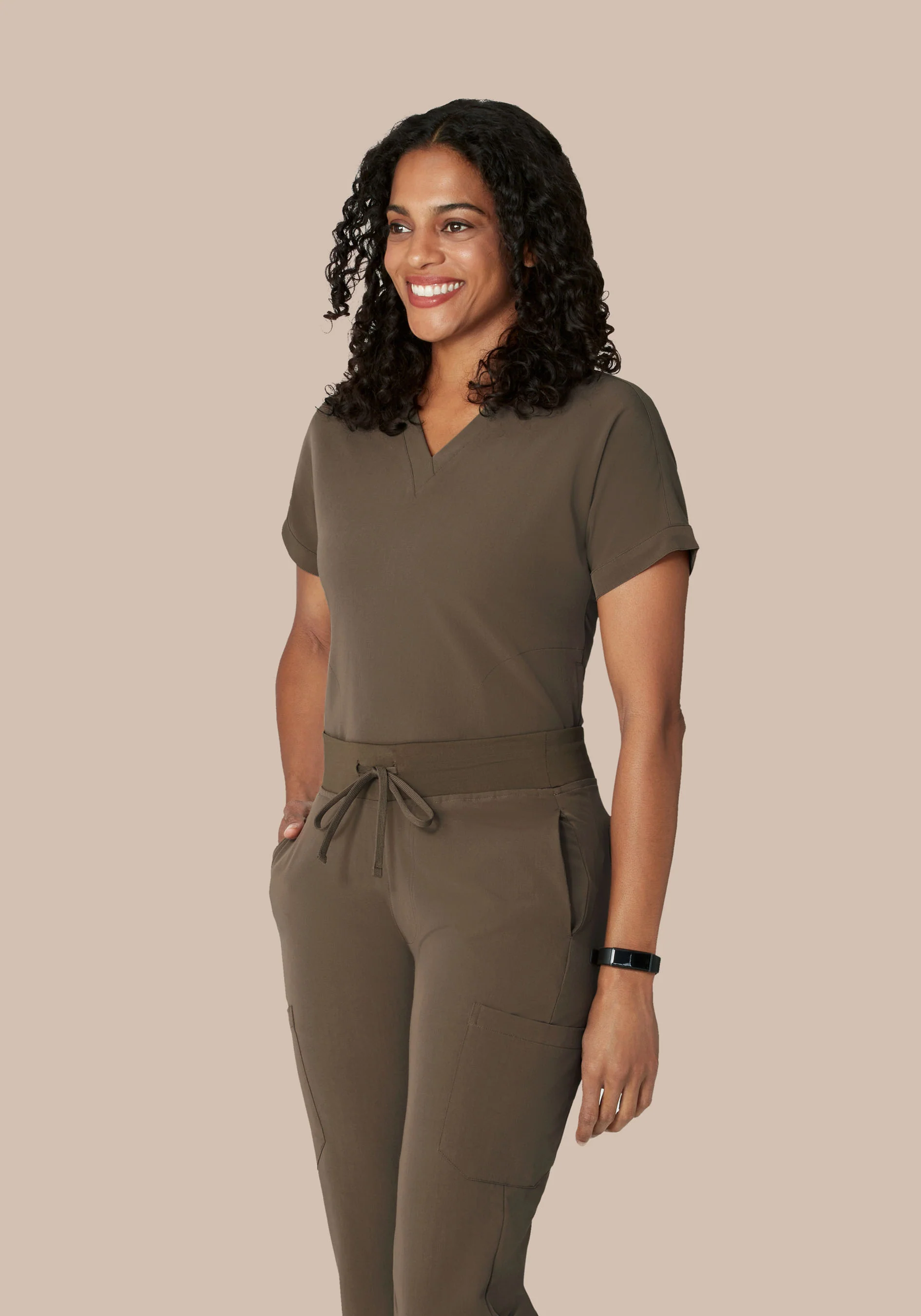 Oversized V Neck Top Truffle - Image 2