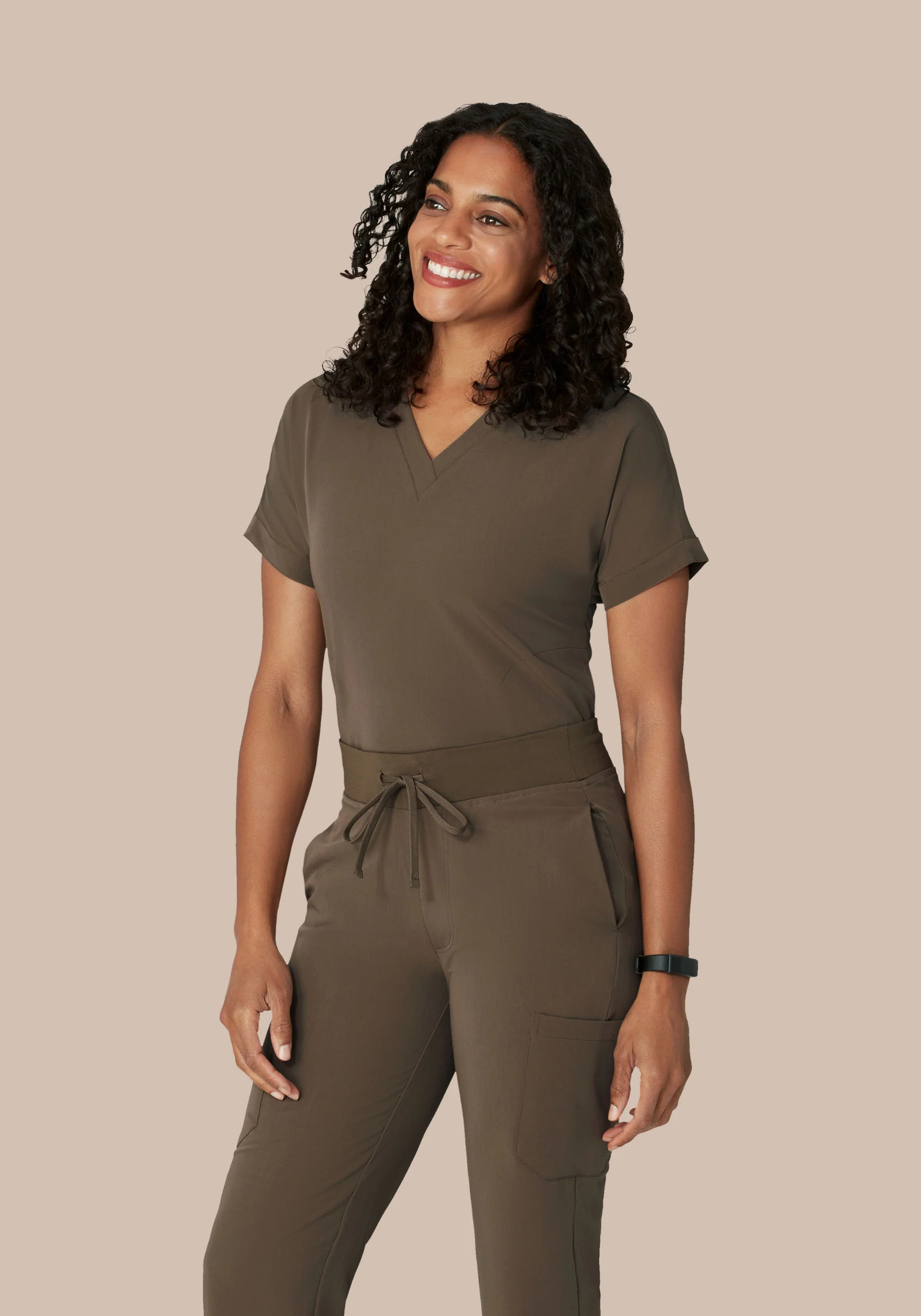 Oversized V Neck Top Truffle - Image 3