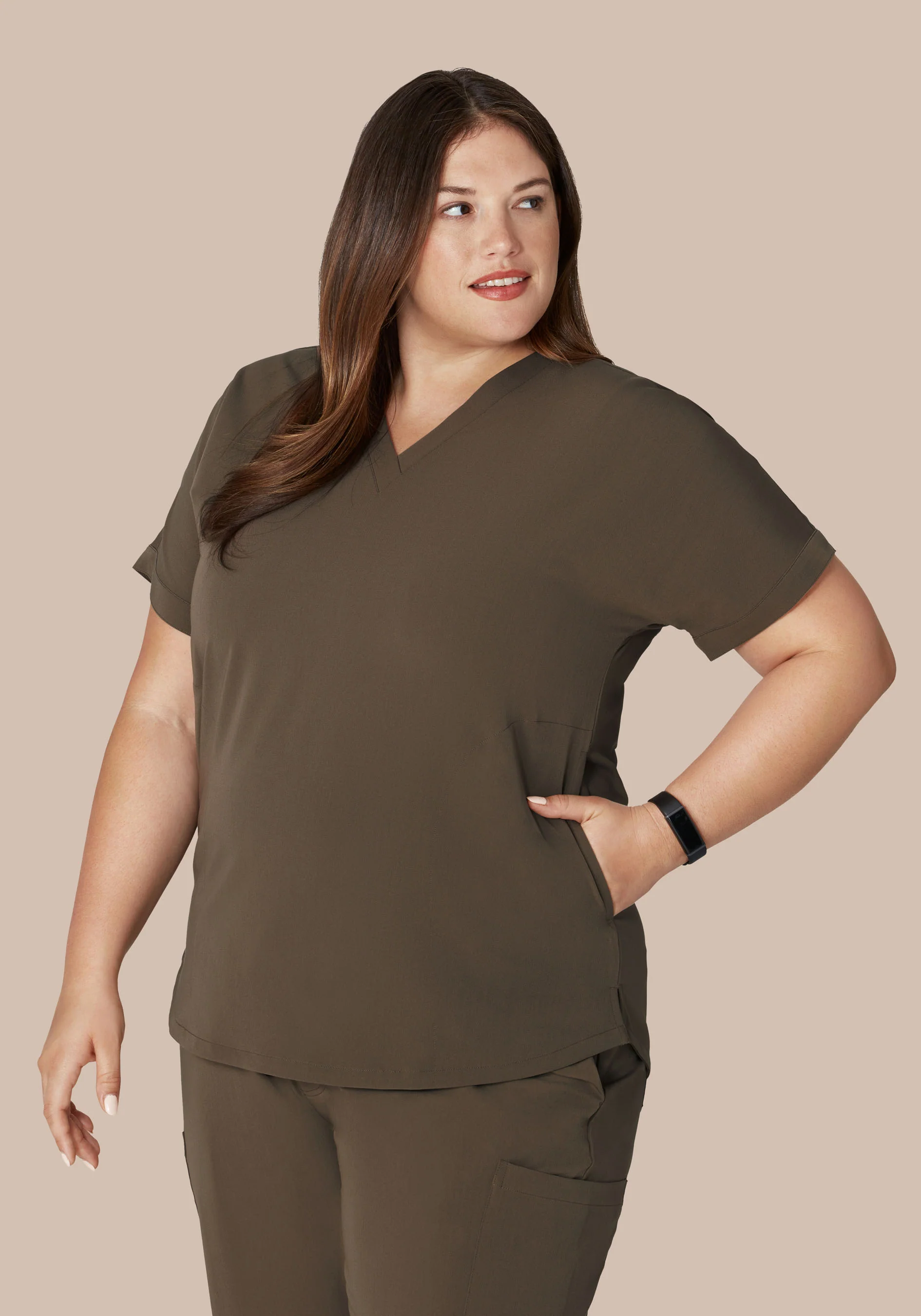 Oversized V Neck Top Truffle - Image 8