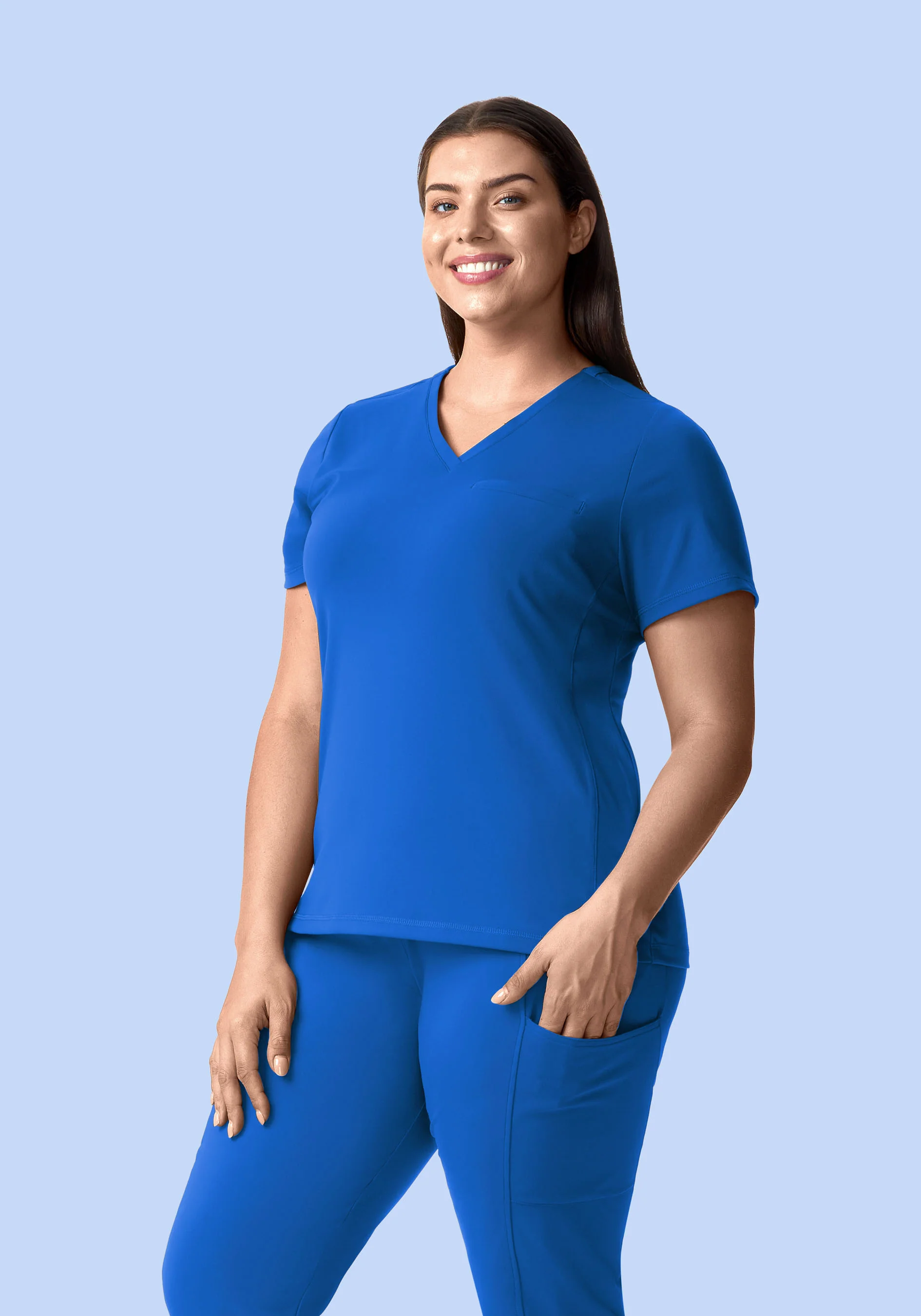 Soft Stretch Chest Pocket Top Royal Blue - Image 4
