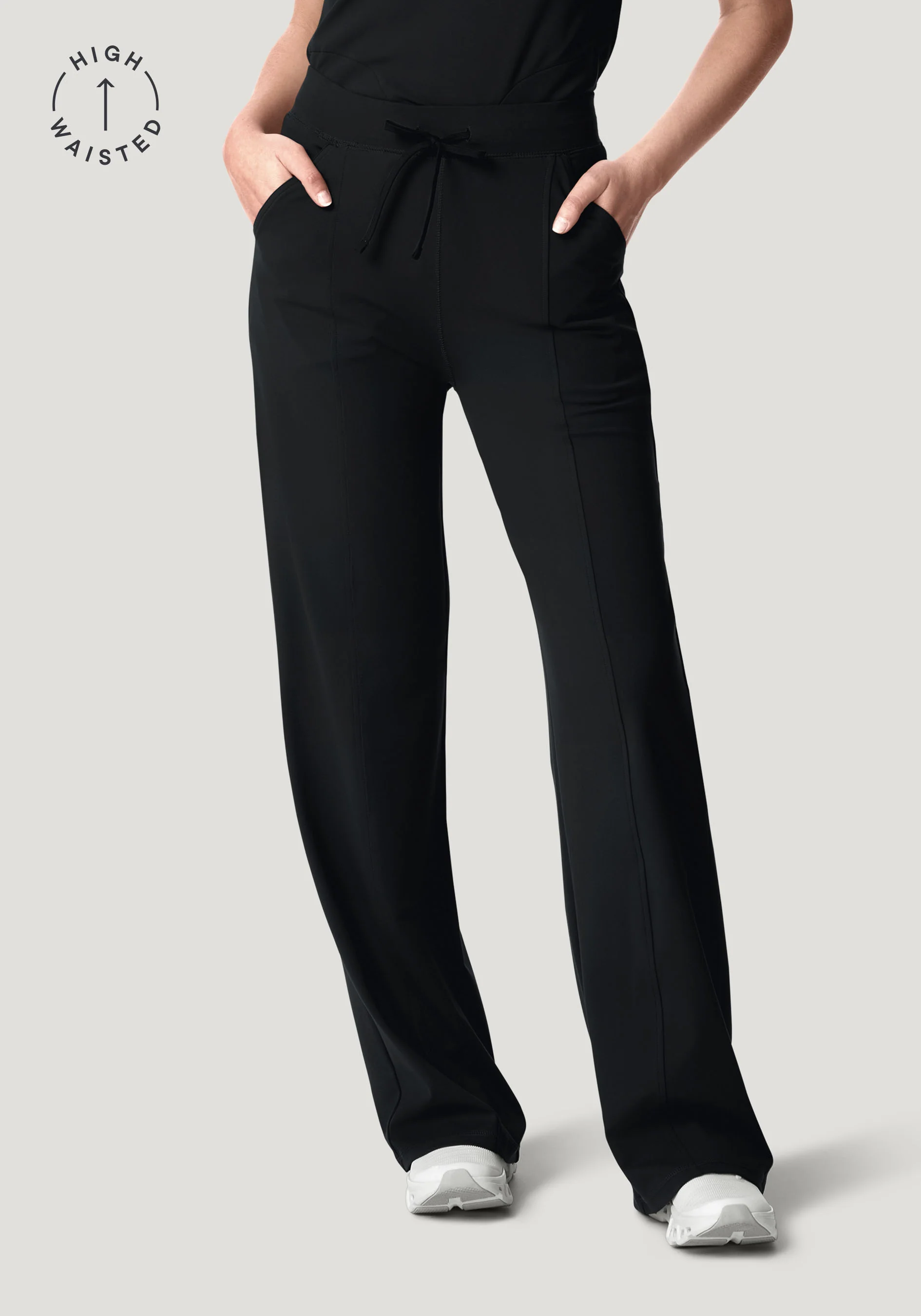 Soft Stretch High Waisted Wide Leg Black