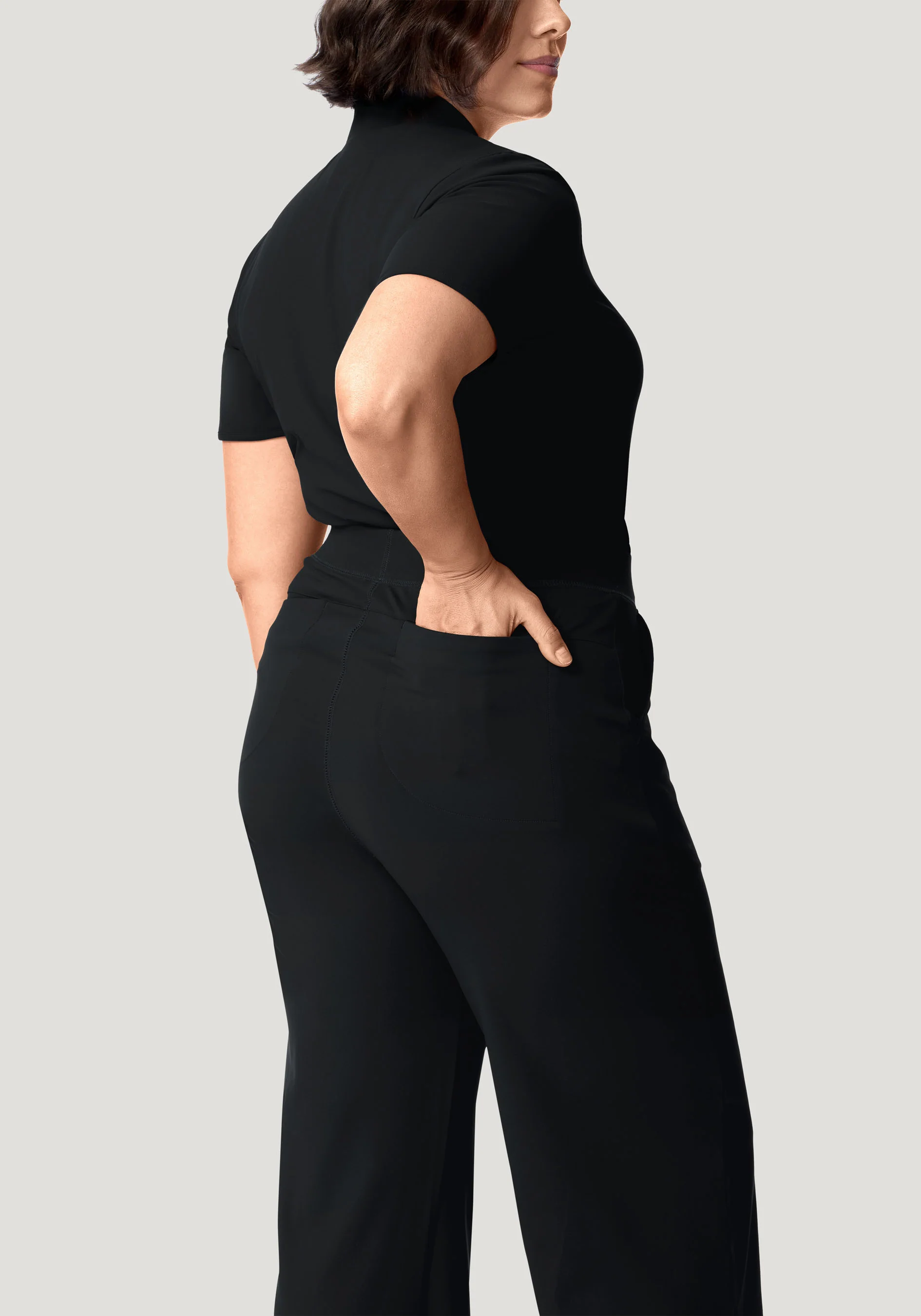 Soft Stretch High Waisted Wide Leg Black - Image 6