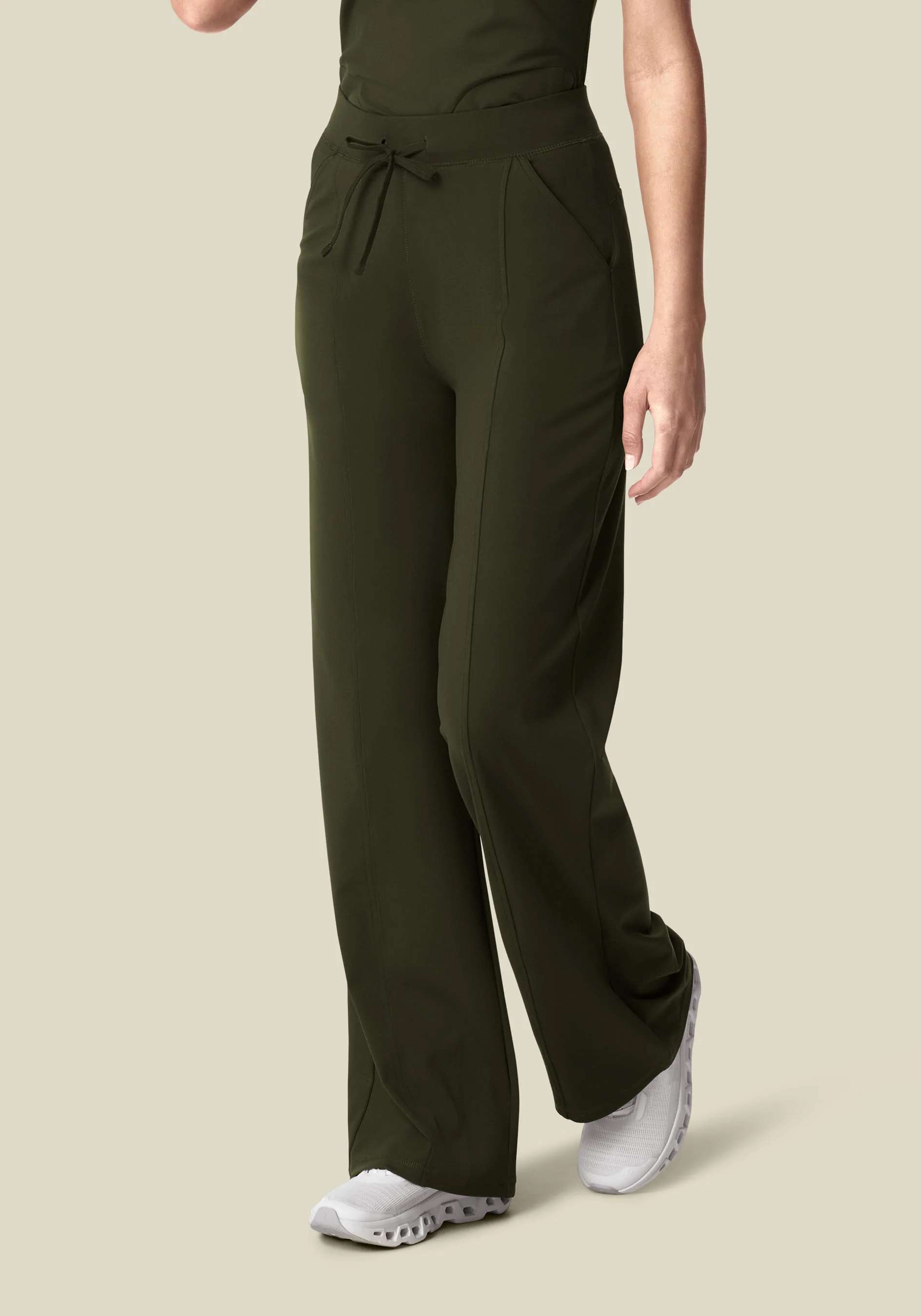 Soft Stretch High Waisted Wide Leg Olive - Image 2