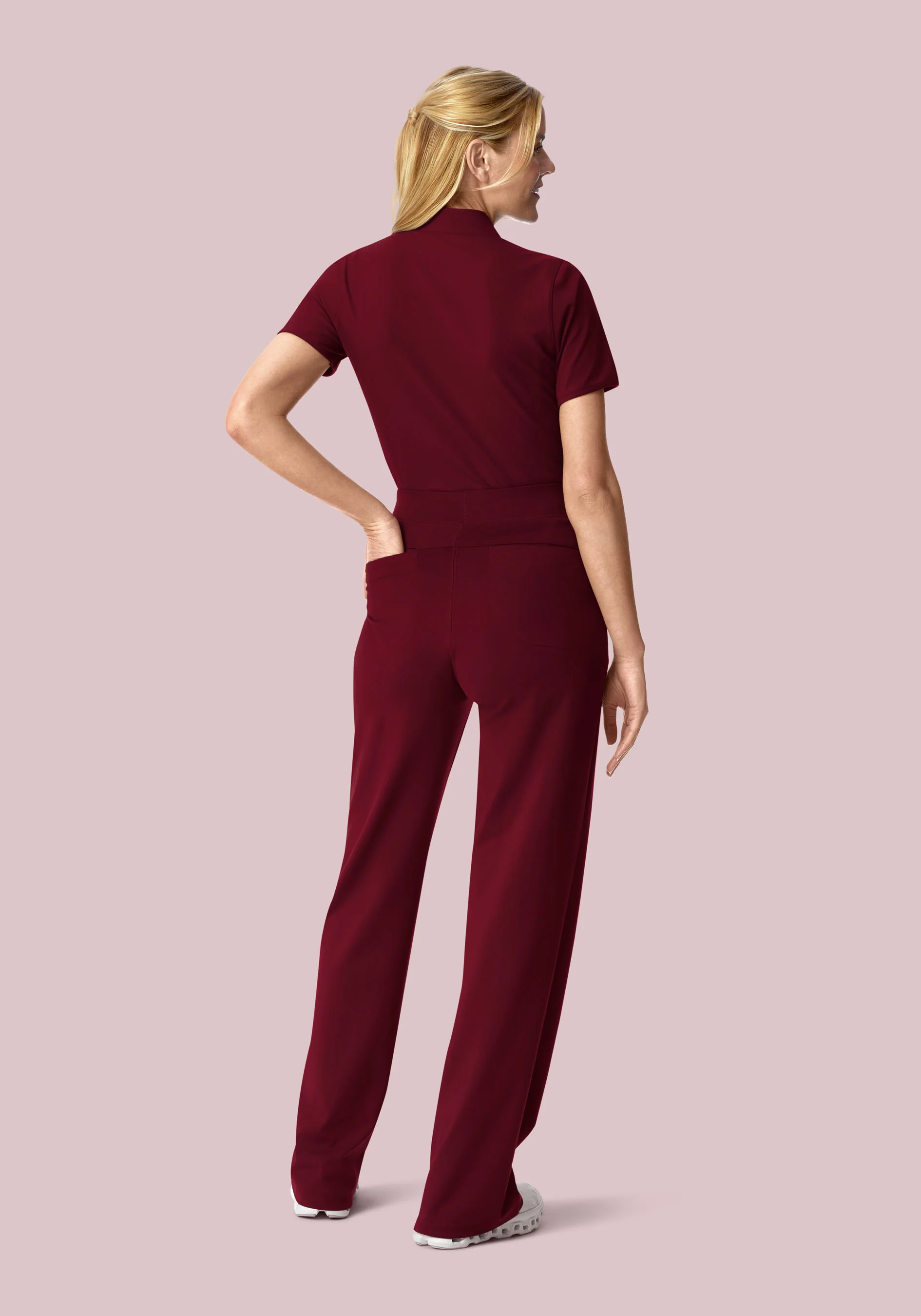 Soft Stretch High Waisted Wide Leg Wine - Image 4