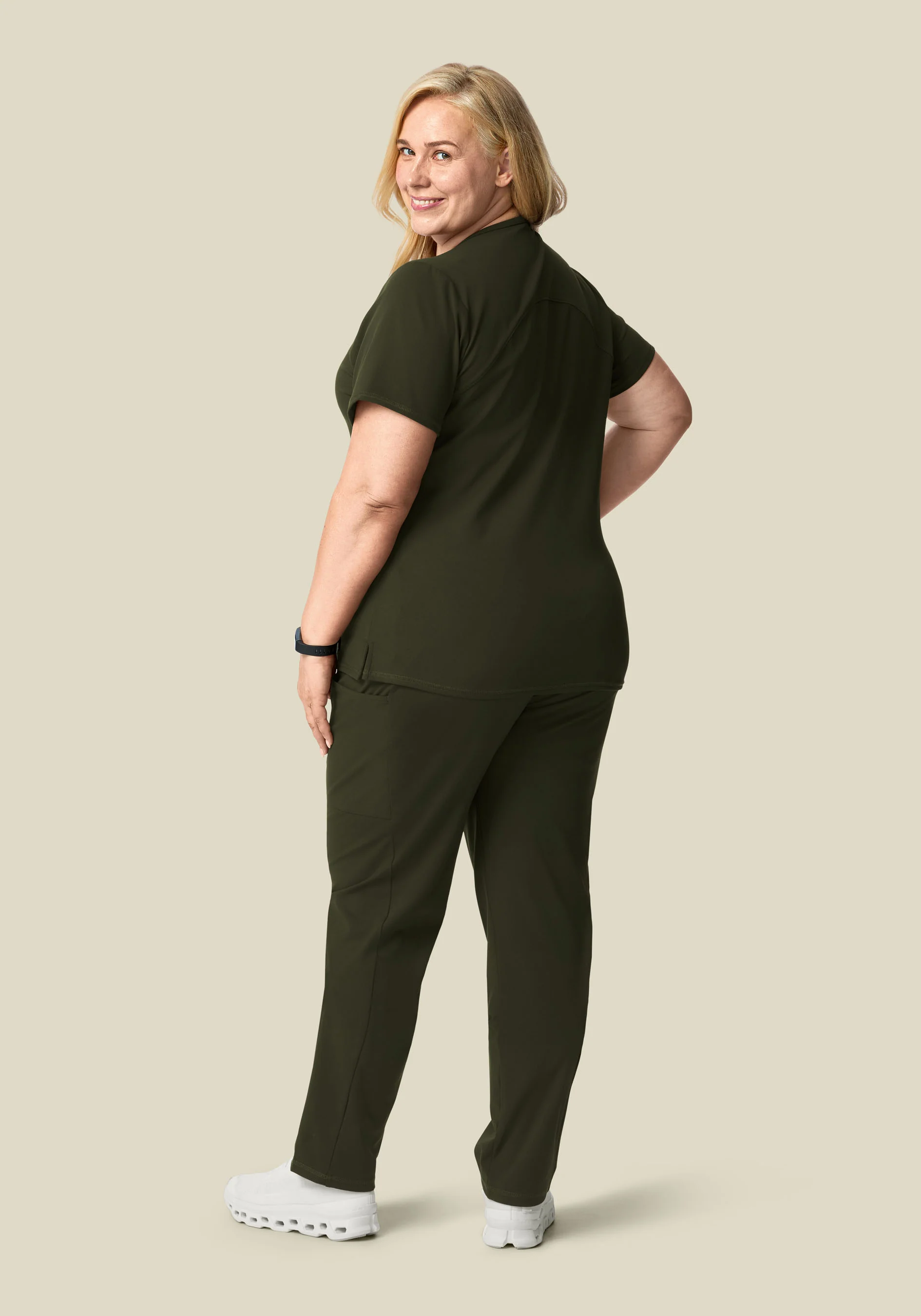Soft Stretch V-Neck Top Olive - Image 8