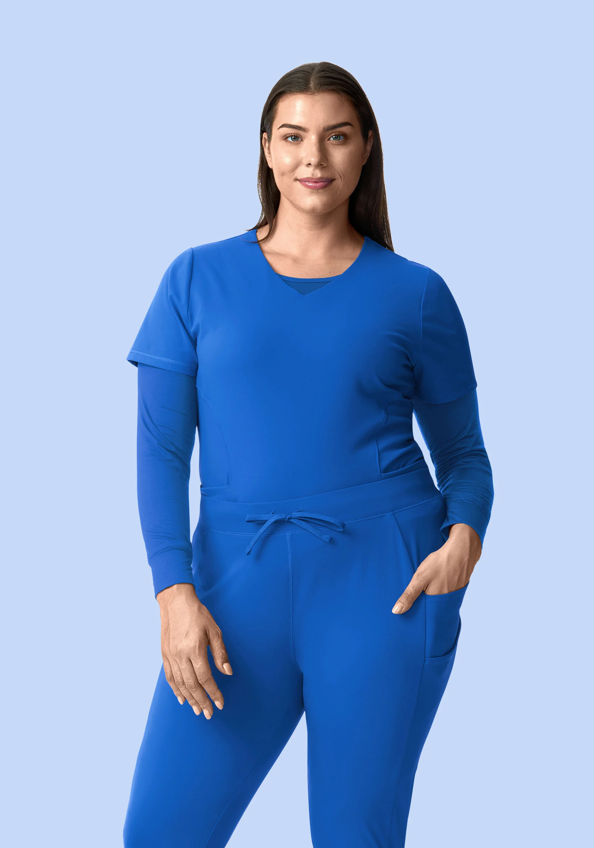 Soft Stretch V-Neck Top Royal Blue - Image 4