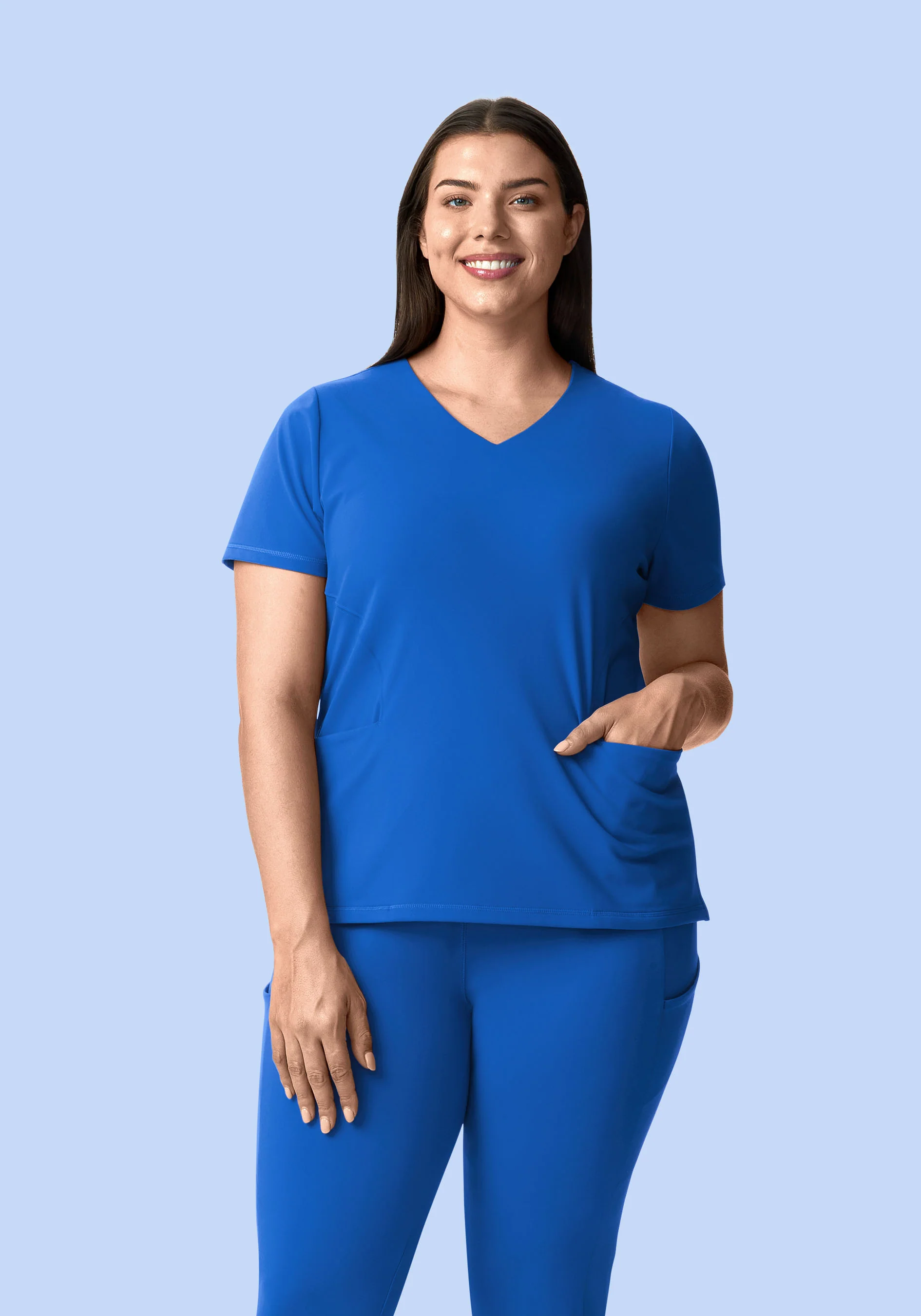 Soft Stretch V-Neck Top Royal Blue - Image 6