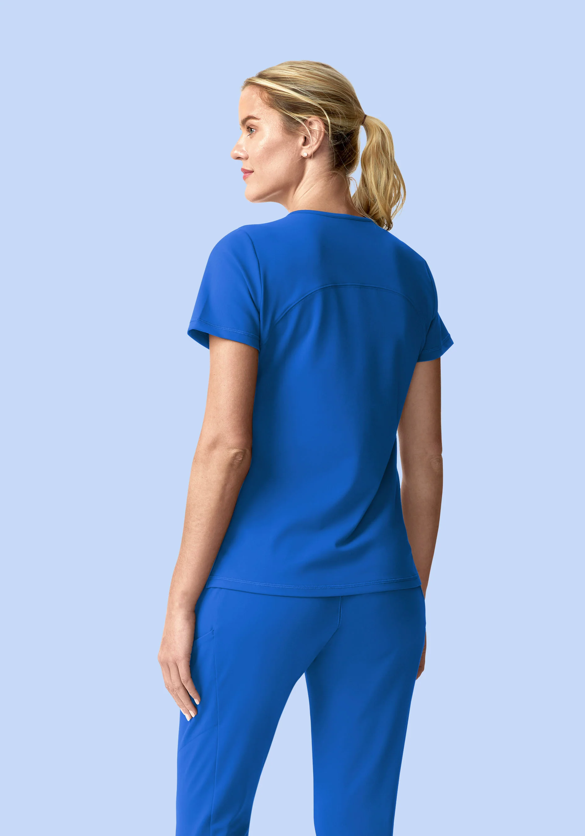 Soft Stretch V-Neck Top Royal Blue - Image 7