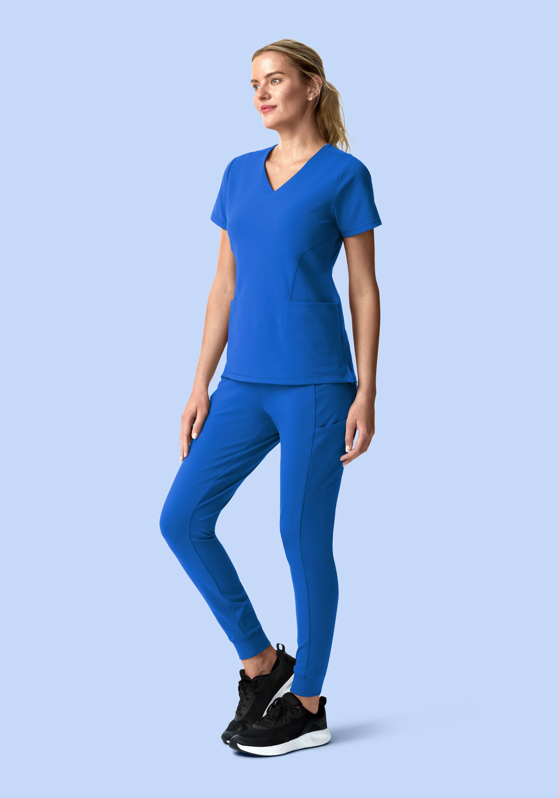 Soft Stretch V-Neck Top Royal Blue - Image 8