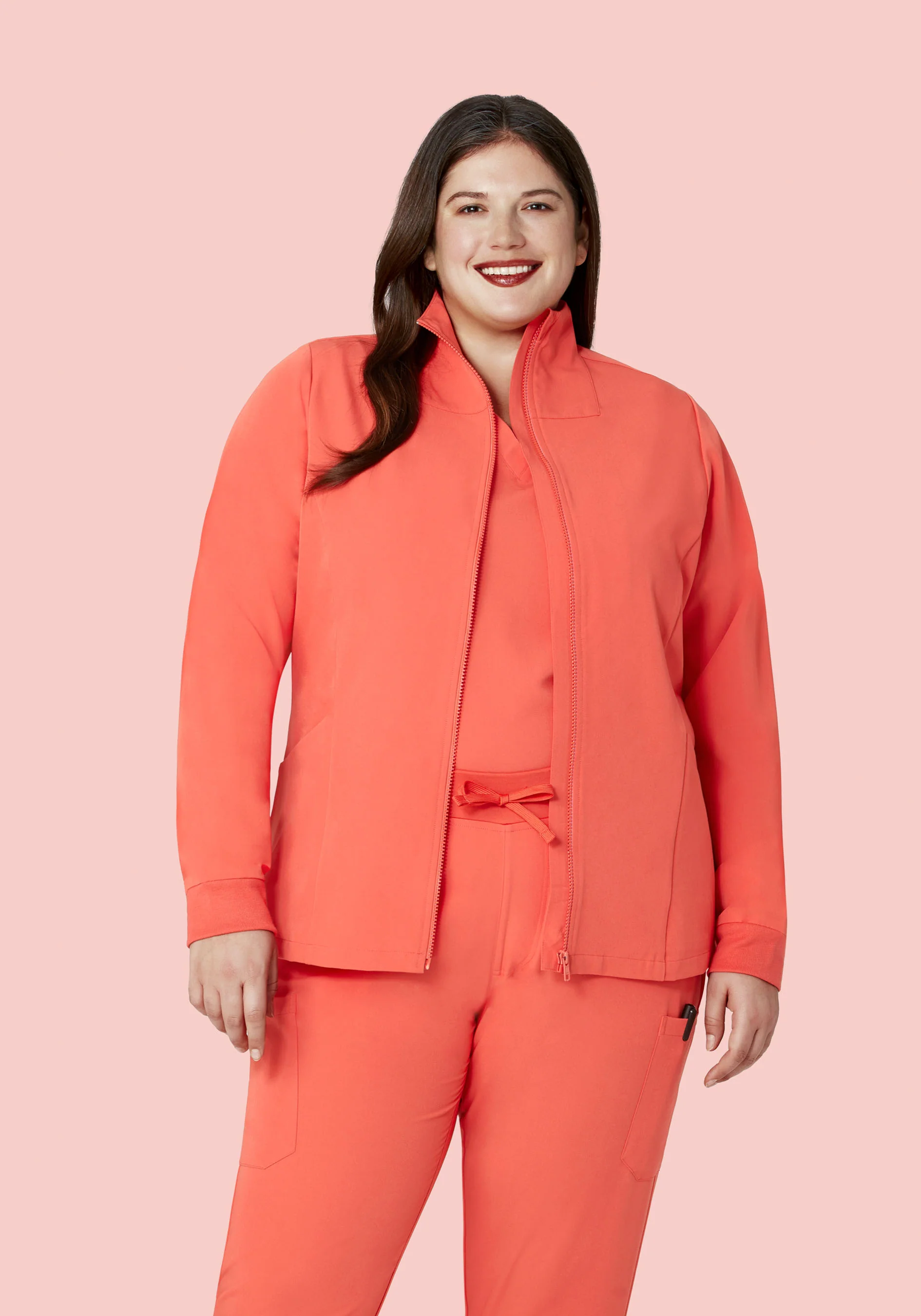 Women's Modern Scrub Jacket Coral - Image 2