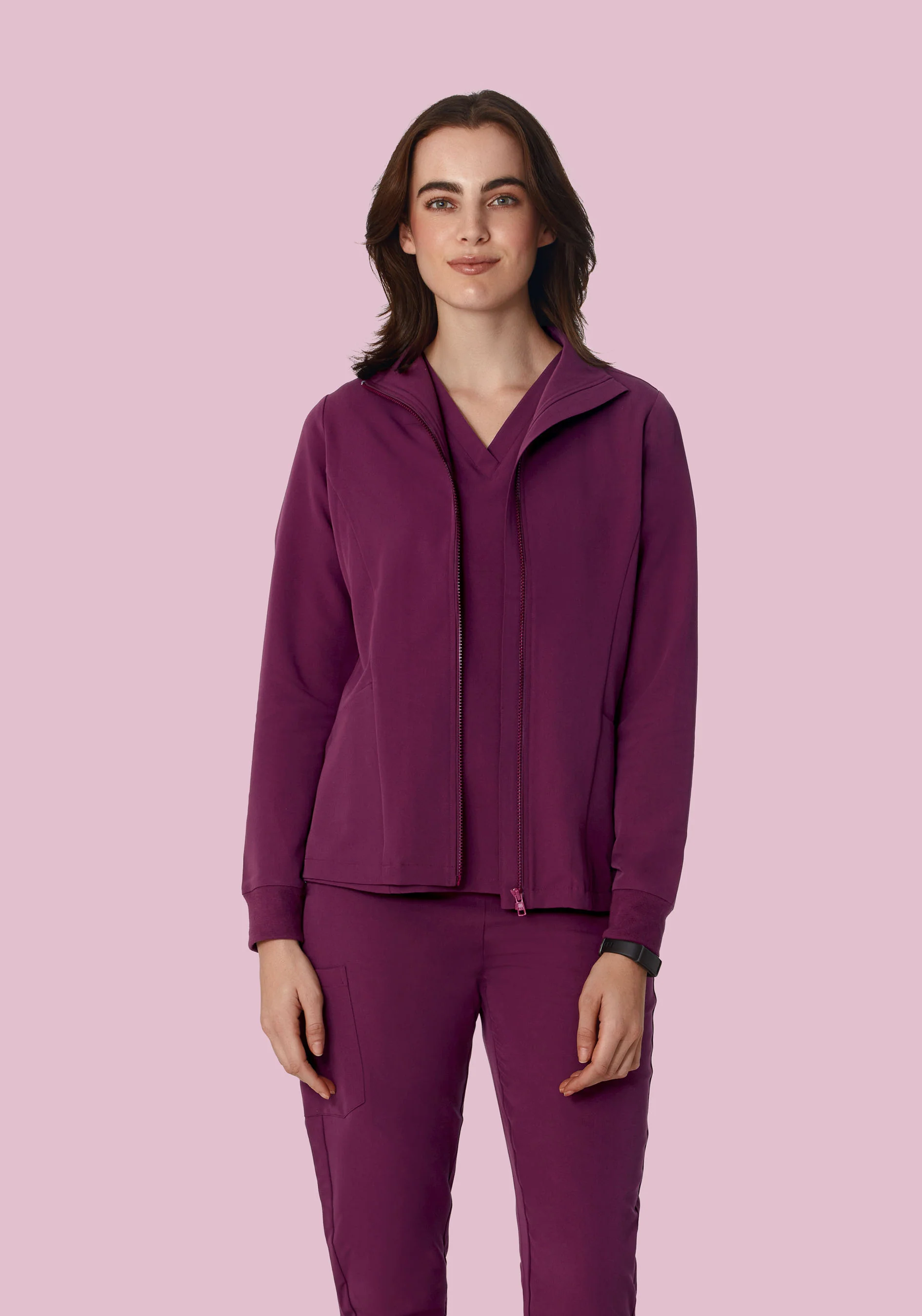 Women's Modern Scrub Jacket Plum - Image 3