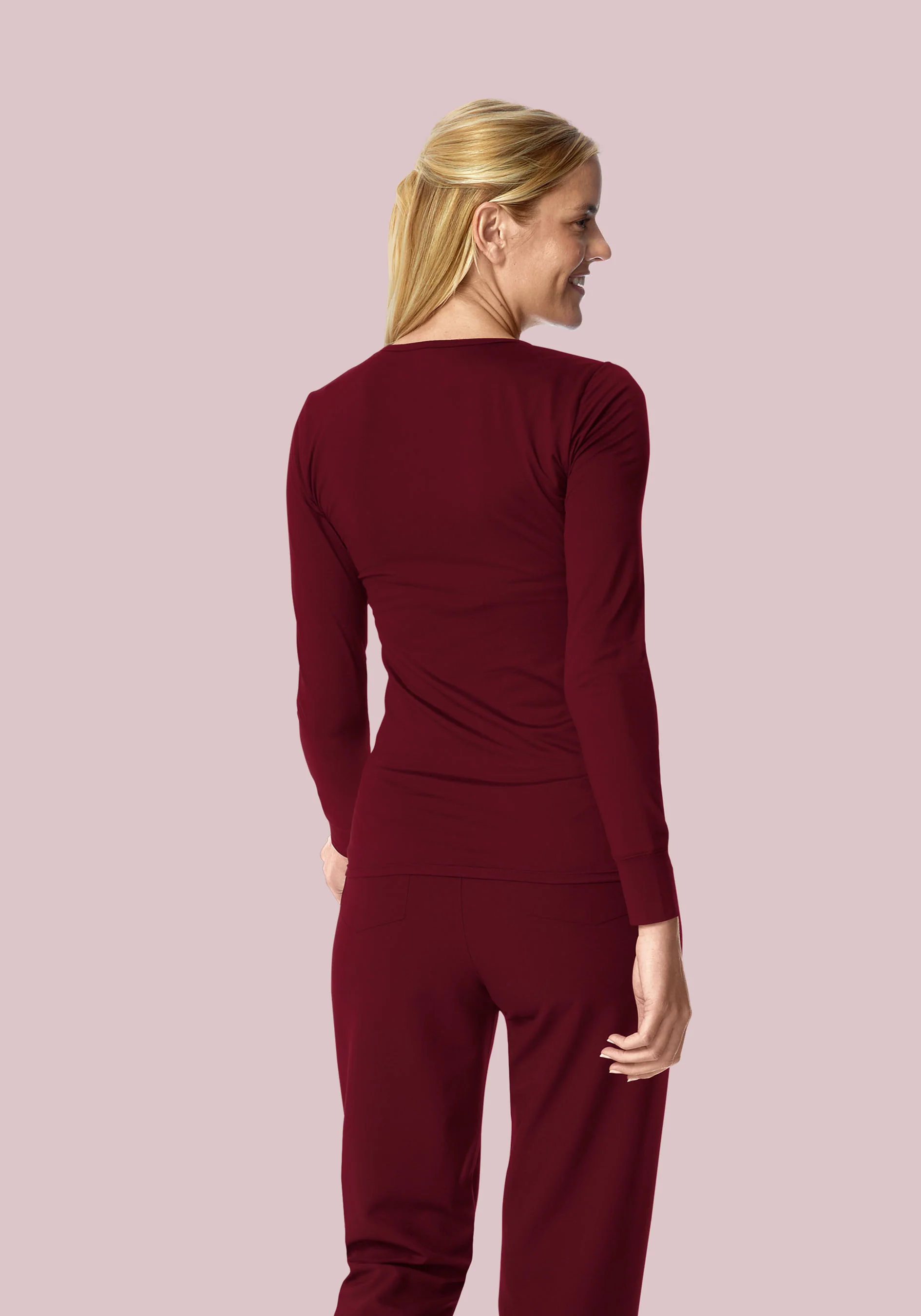 Women's Soft Knit Underscrubs Wine - Image 3