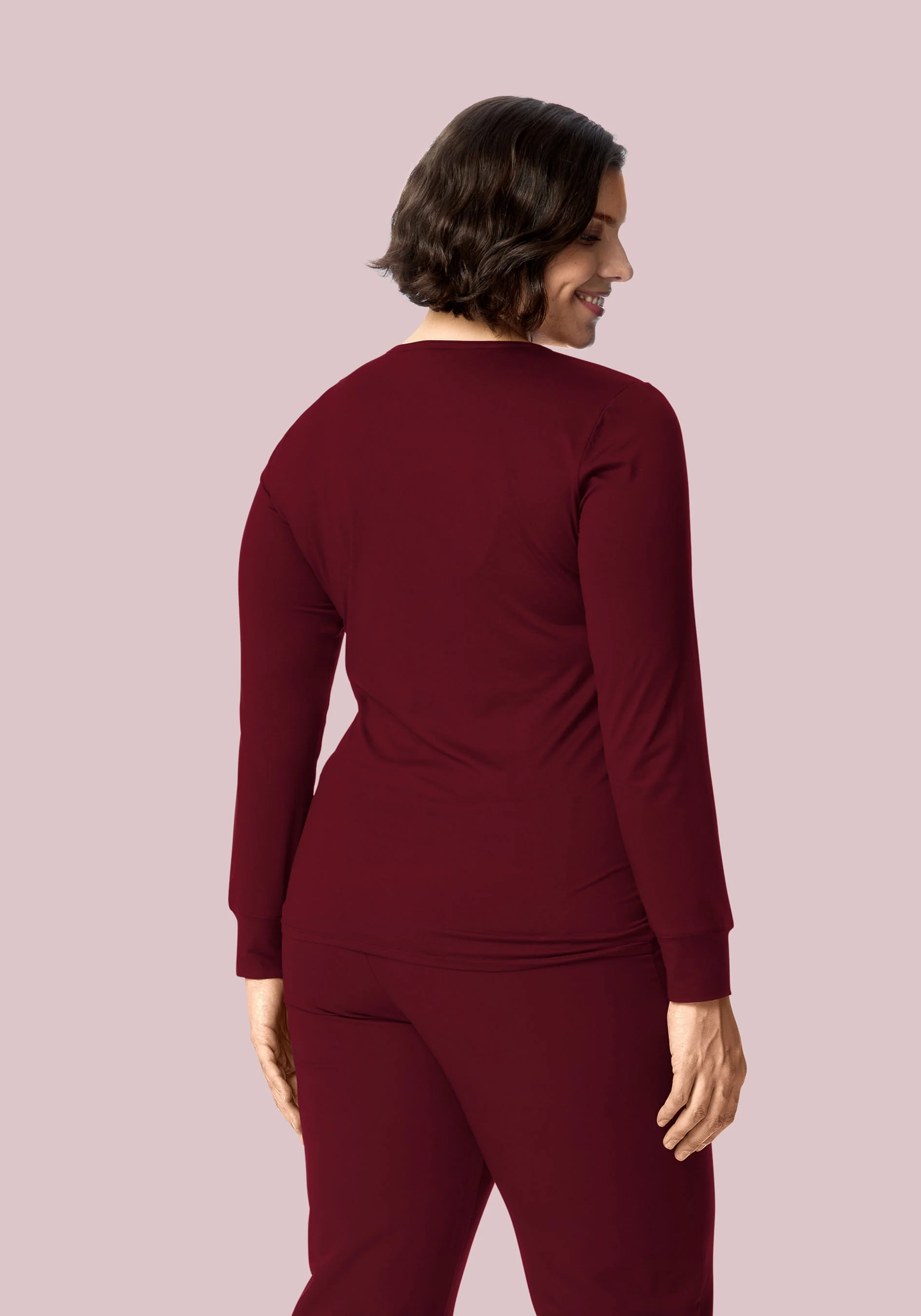Women's Soft Knit Underscrubs Wine - Image 5